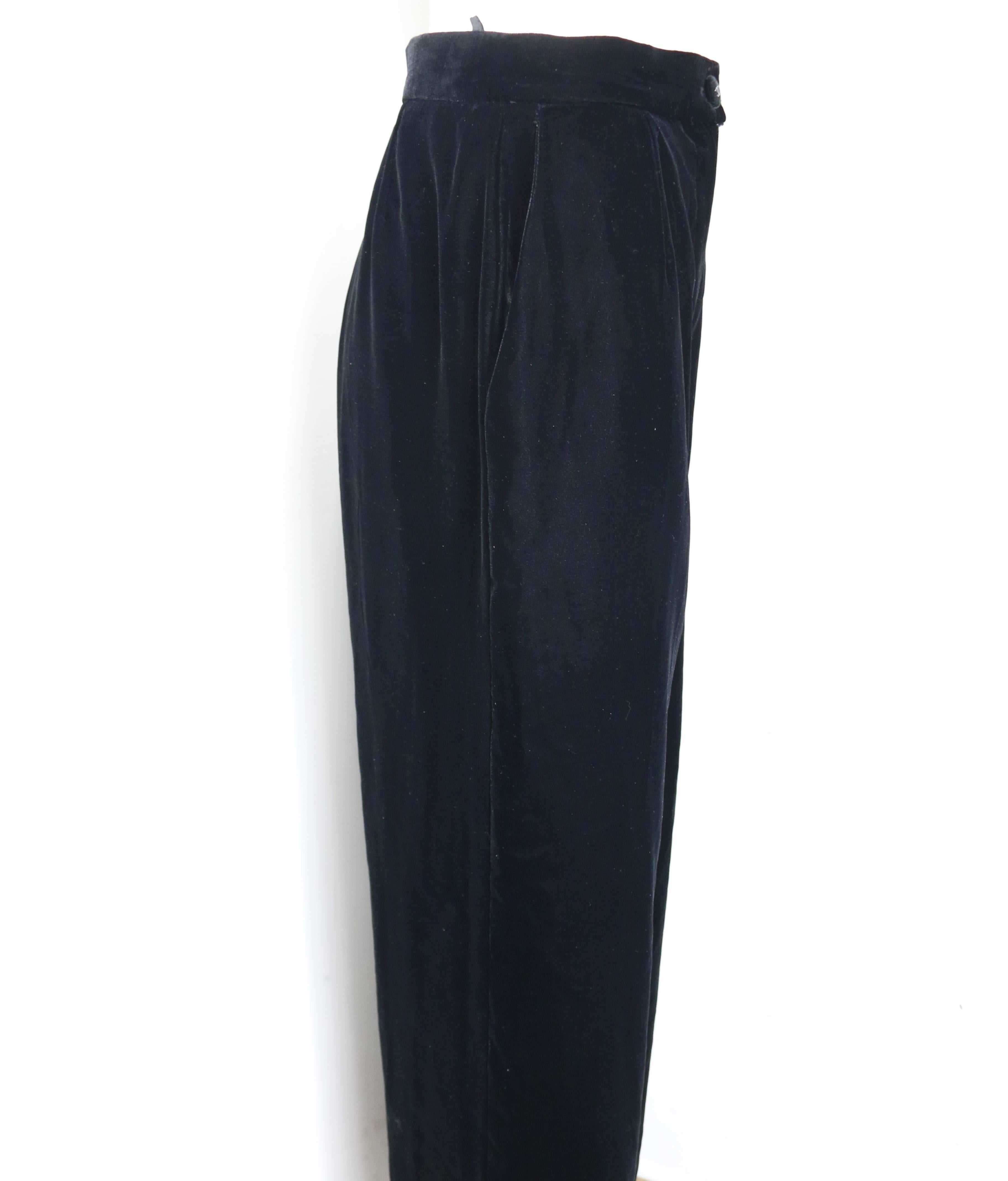 Noir Chanel - Pantalon en velours noir vintage, automne 1998  en vente