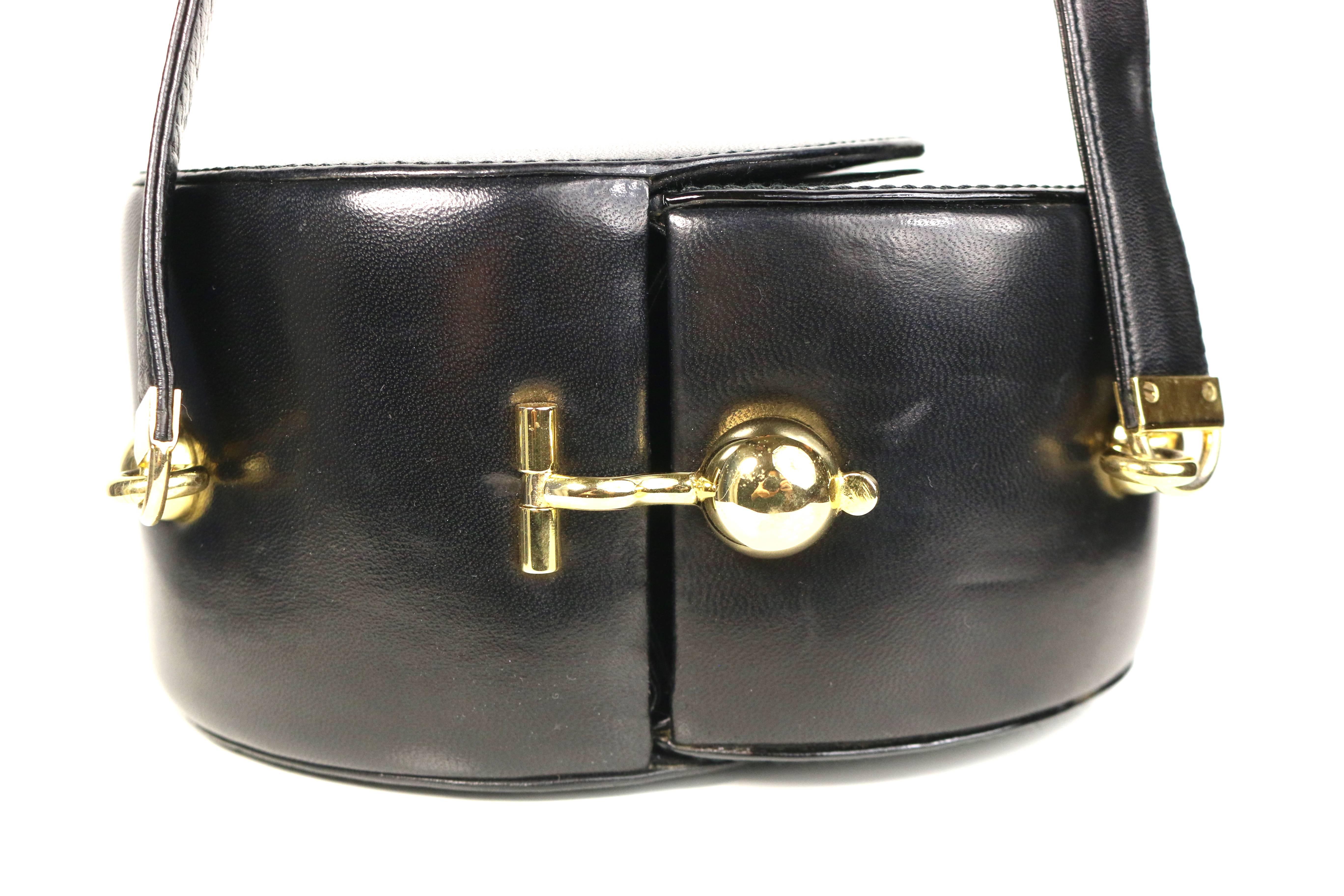 Women's or Men's Franco Bellini Black Lambskin/Patent Leather Round Shoulder Bag