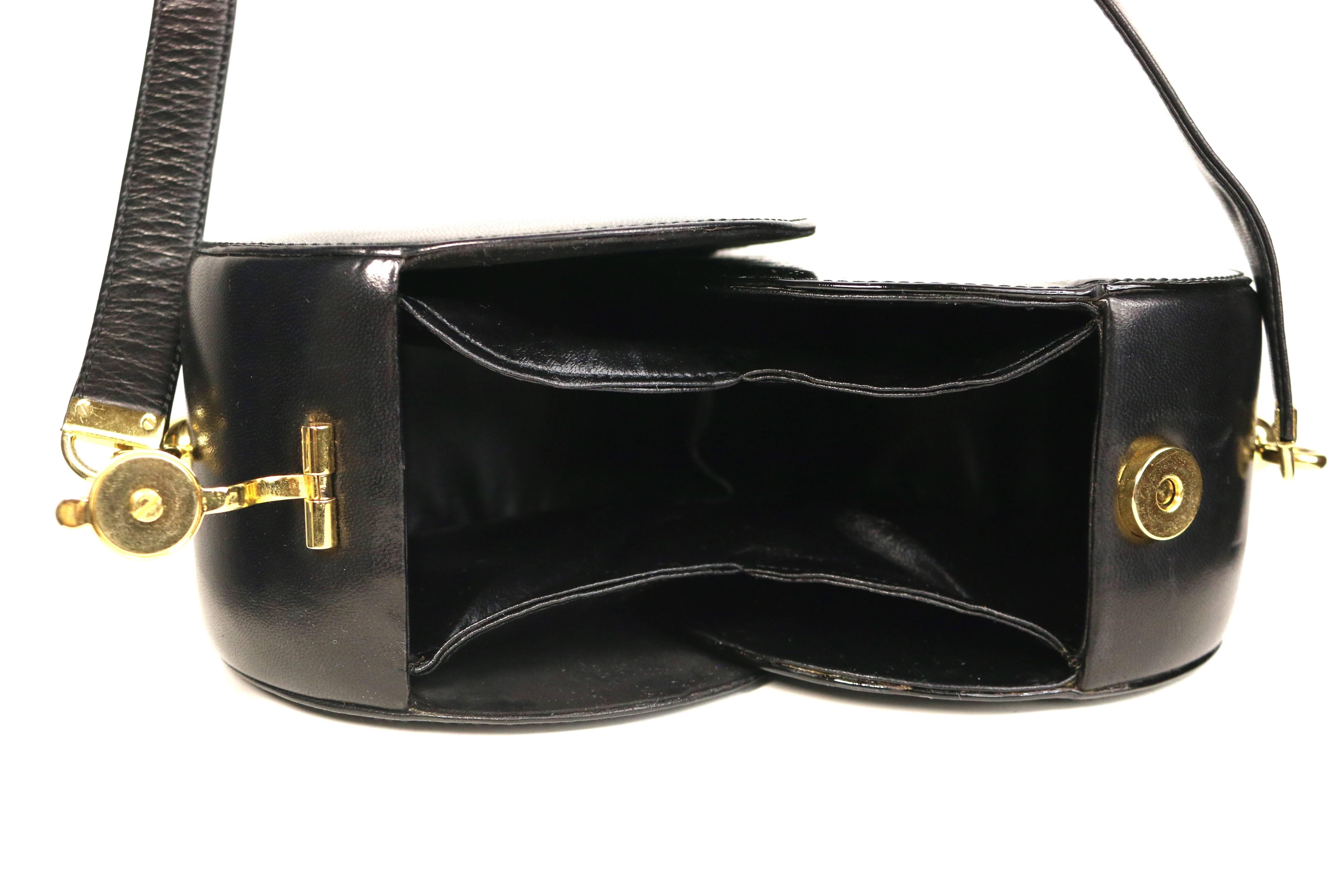 Franco Bellini Black Lambskin/Patent Leather Round Shoulder Bag 2