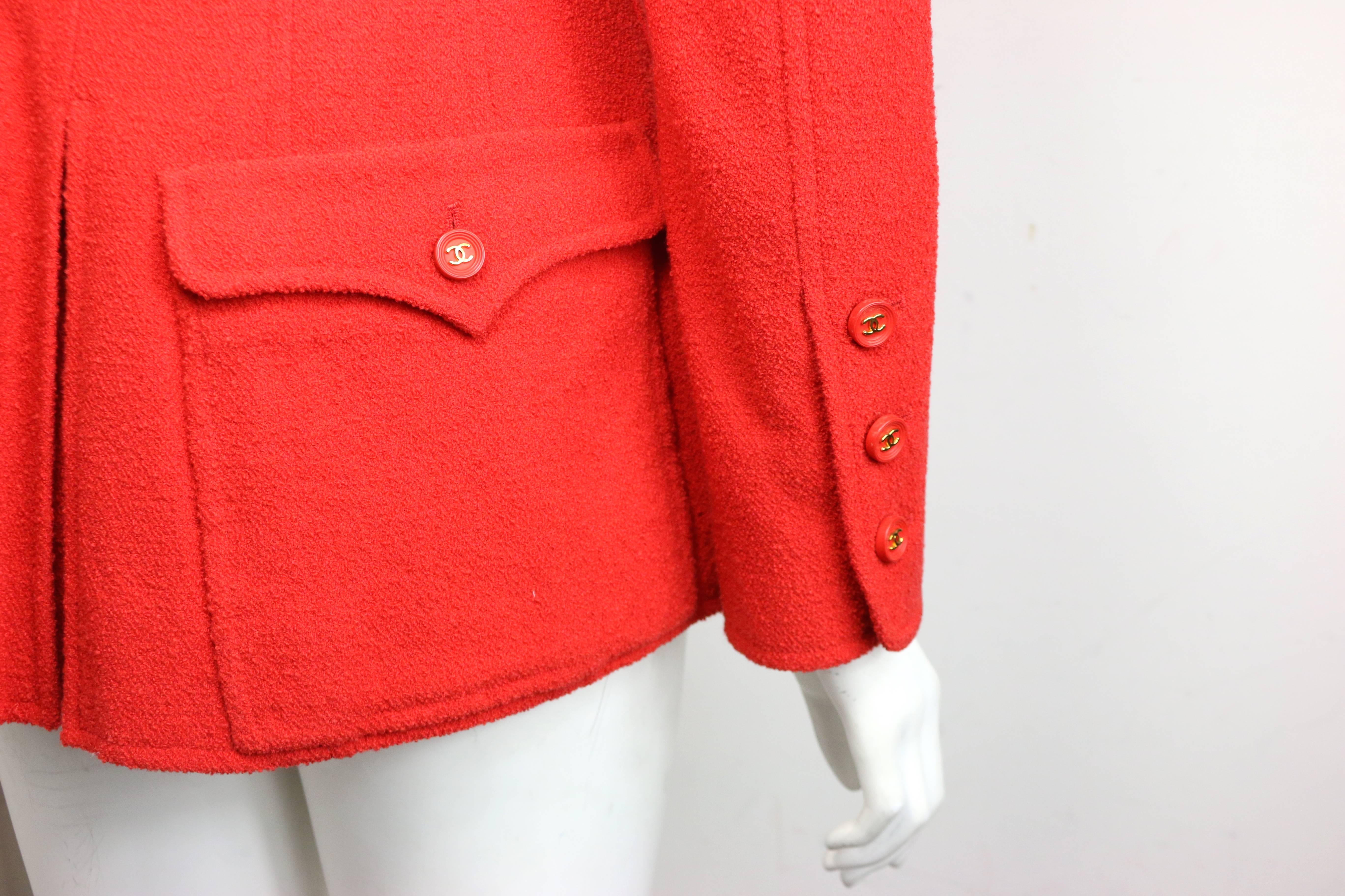 Chanel Red Wool Jacket  In Excellent Condition For Sale In Sheung Wan, HK