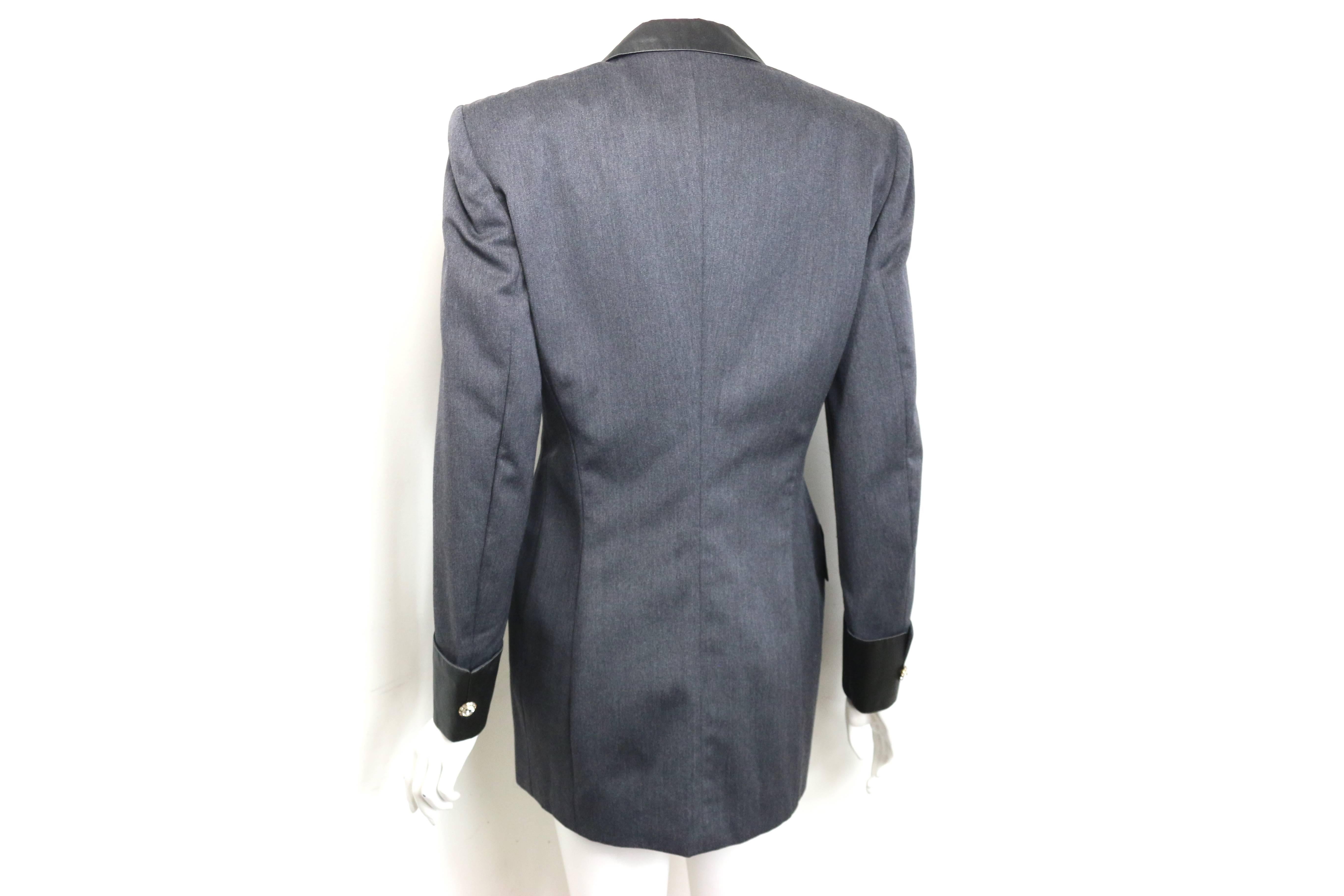 Women's or Men's Unworn 80s Escada Grey Wool with Sequins Hearts Blazer For Sale