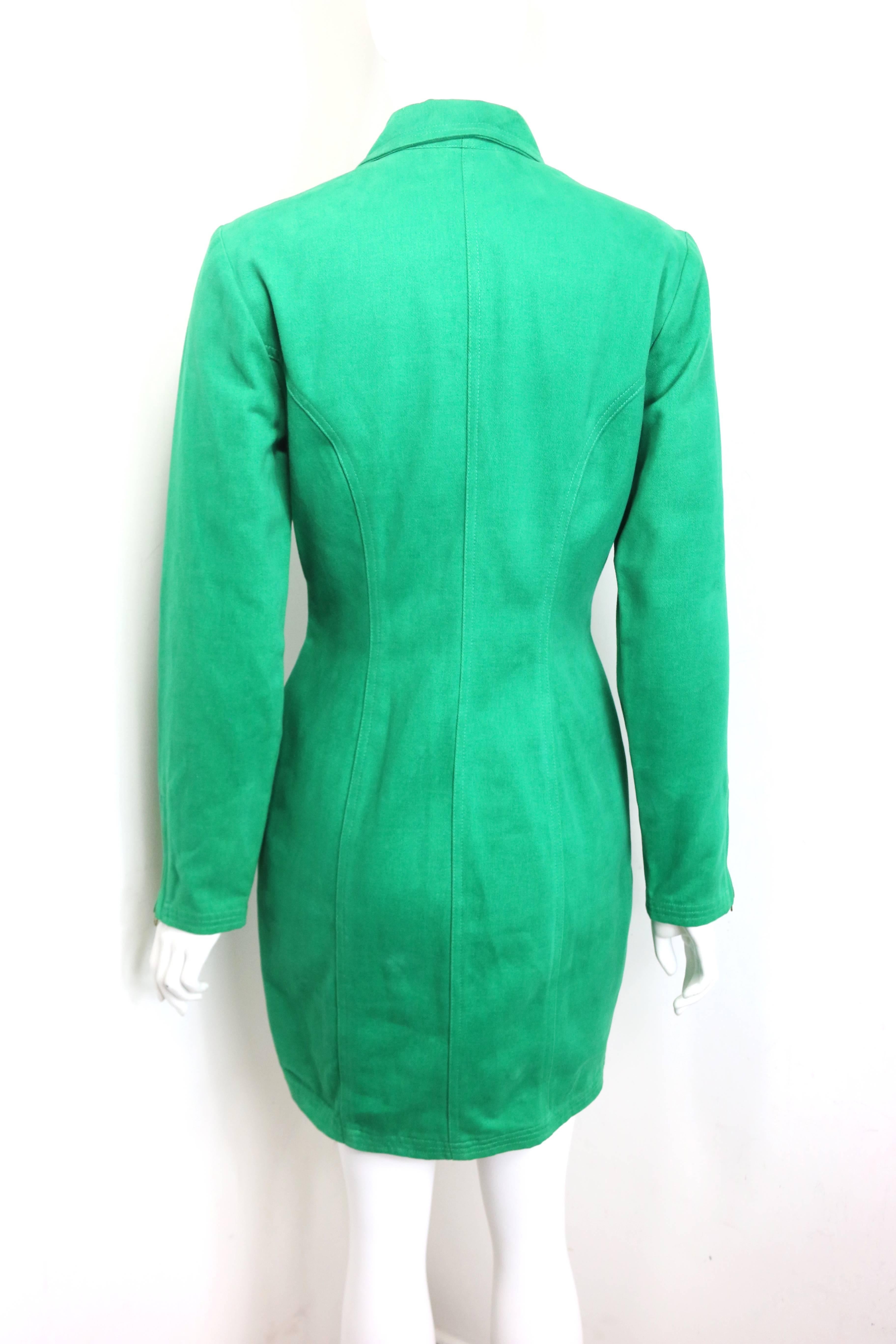 Gianni Versace Jeans Couture Green Long Zip Jacket  In Good Condition For Sale In Sheung Wan, HK