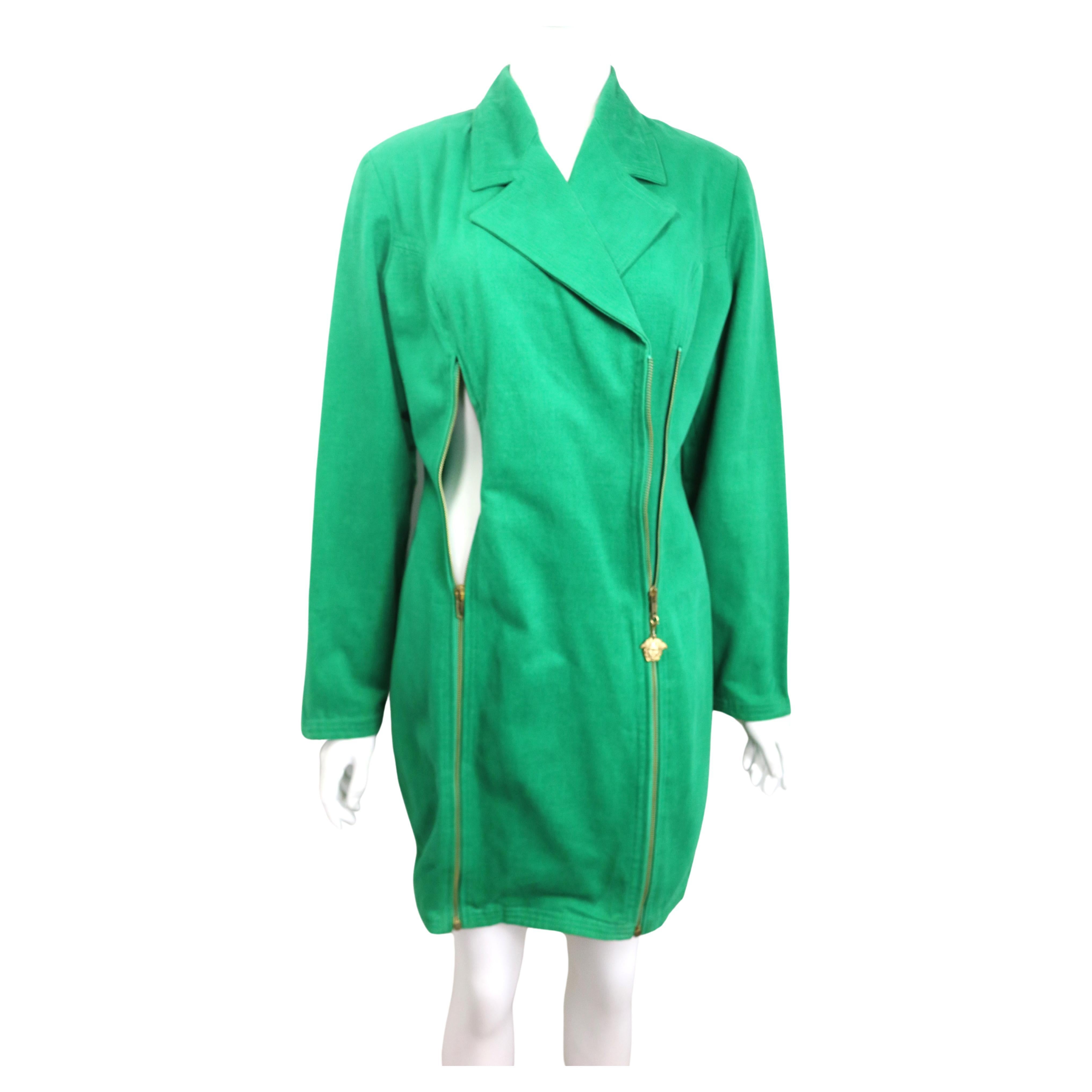 Gianni Versace Jeans Couture Green Long Zip Jacket  For Sale