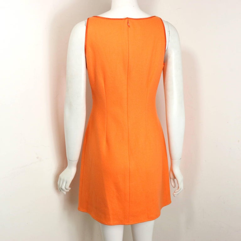 Rebecca Moses Orange Wool Sleeveless Dress For Sale at 1stDibs