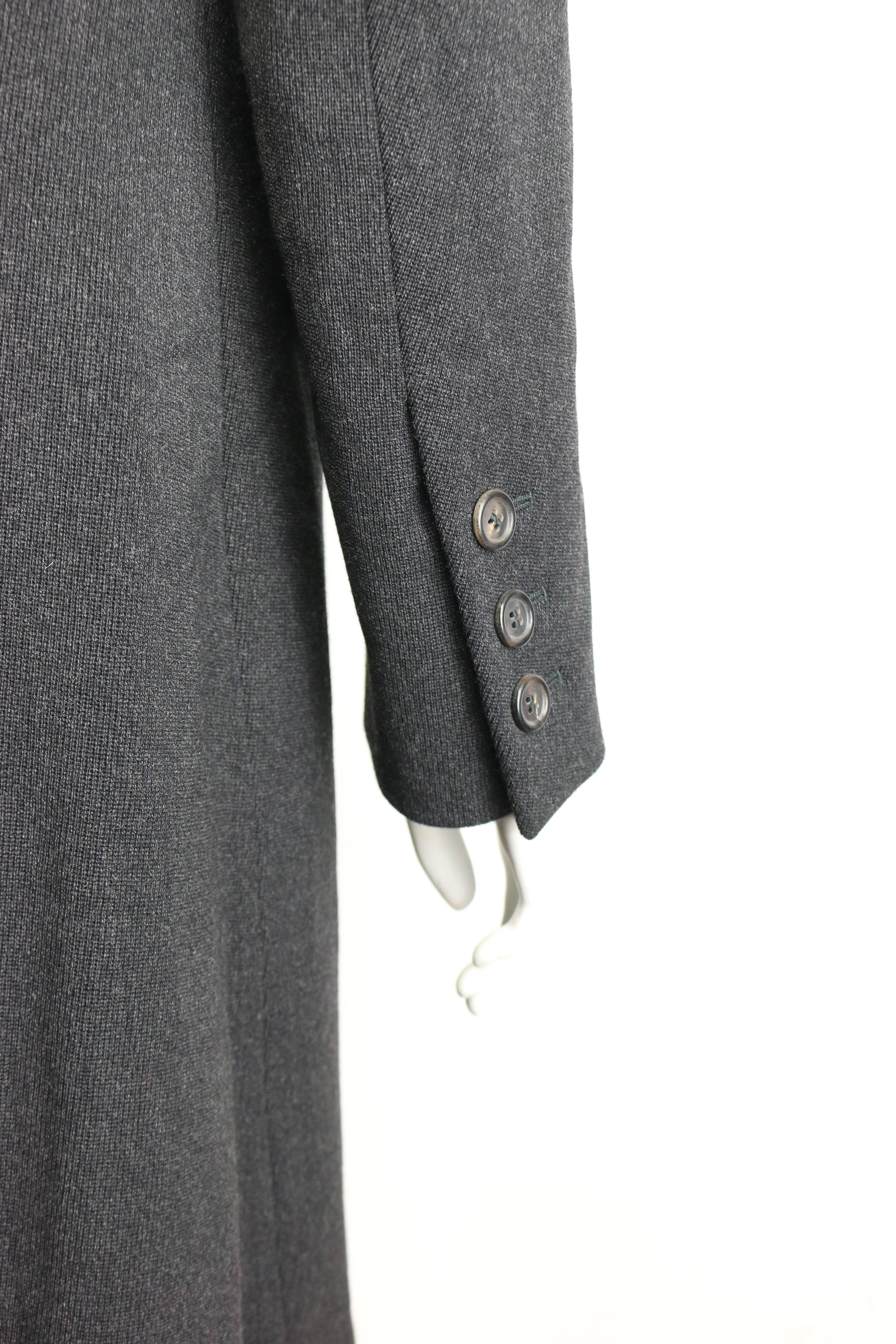 Black Prada Grey Wool Double Breasted Long Coat