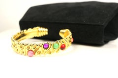 Rodo Black Suede Gold Toned Handle with Colour Stones Octagon Shoulder Bag
