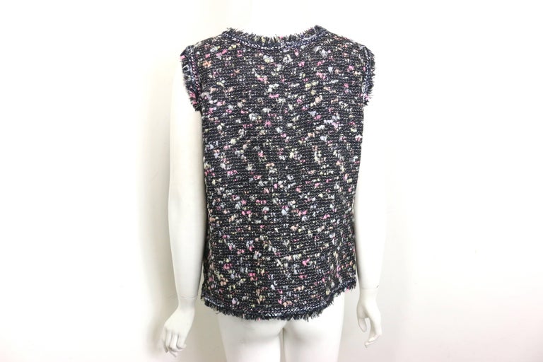 Chanel Black with Multi Colours Tweed Jacket and Sleeveless Top For Sale 5