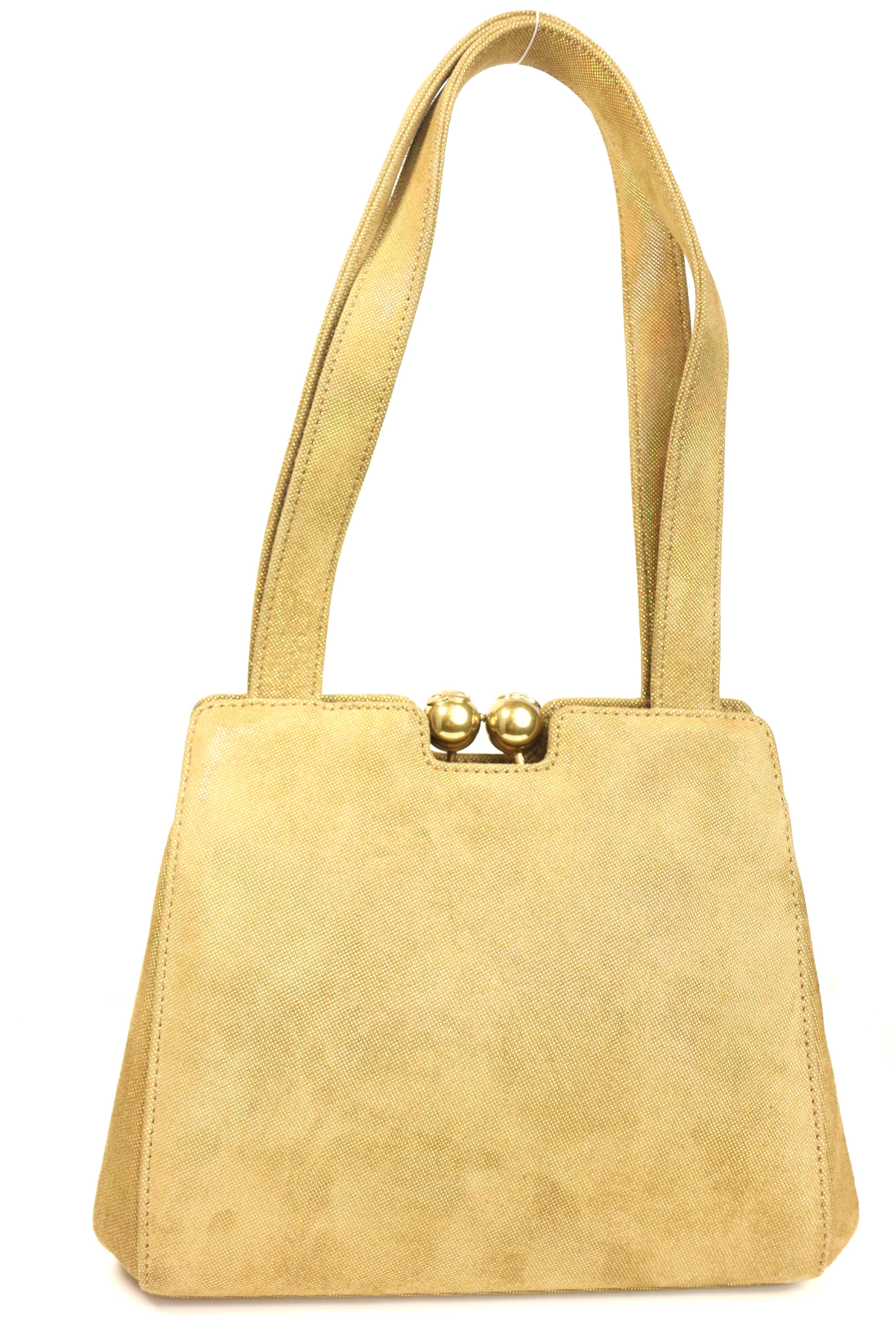 Women's or Men's Chanel Gold Metallic Suede Small Handbag 