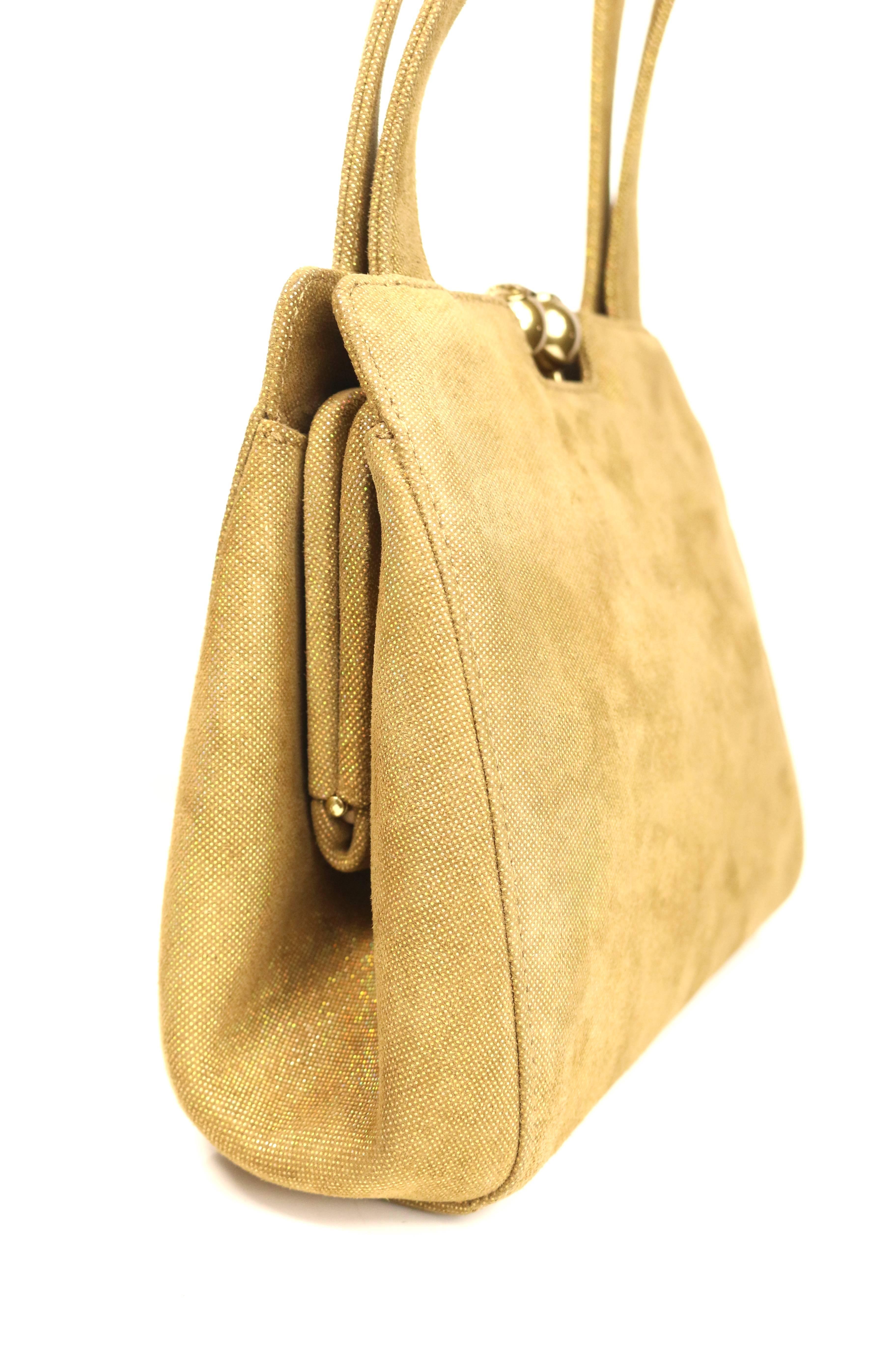 Chanel Gold Metallic Suede Small Handbag  1