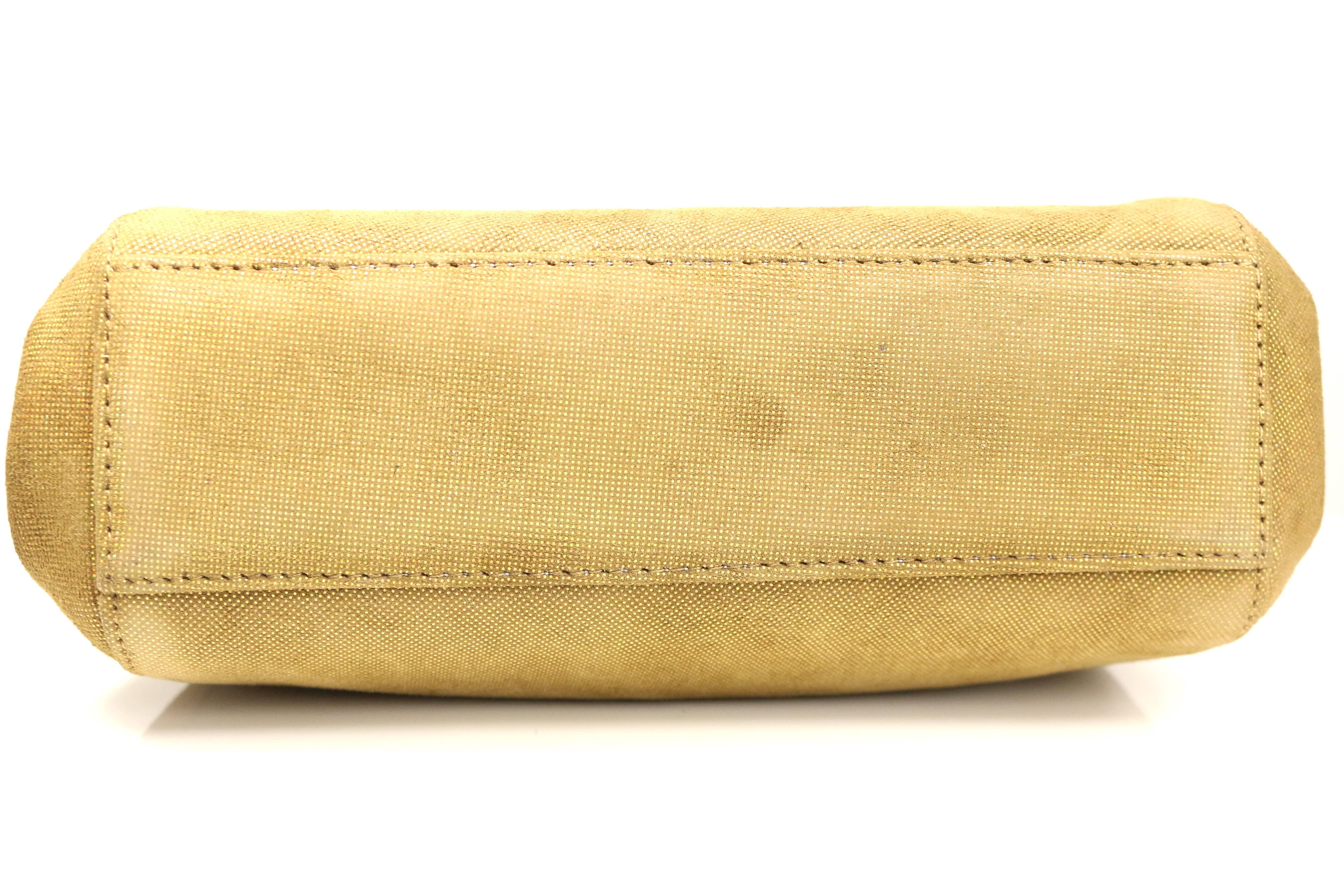 Chanel Gold Metallic Suede Small Handbag  2