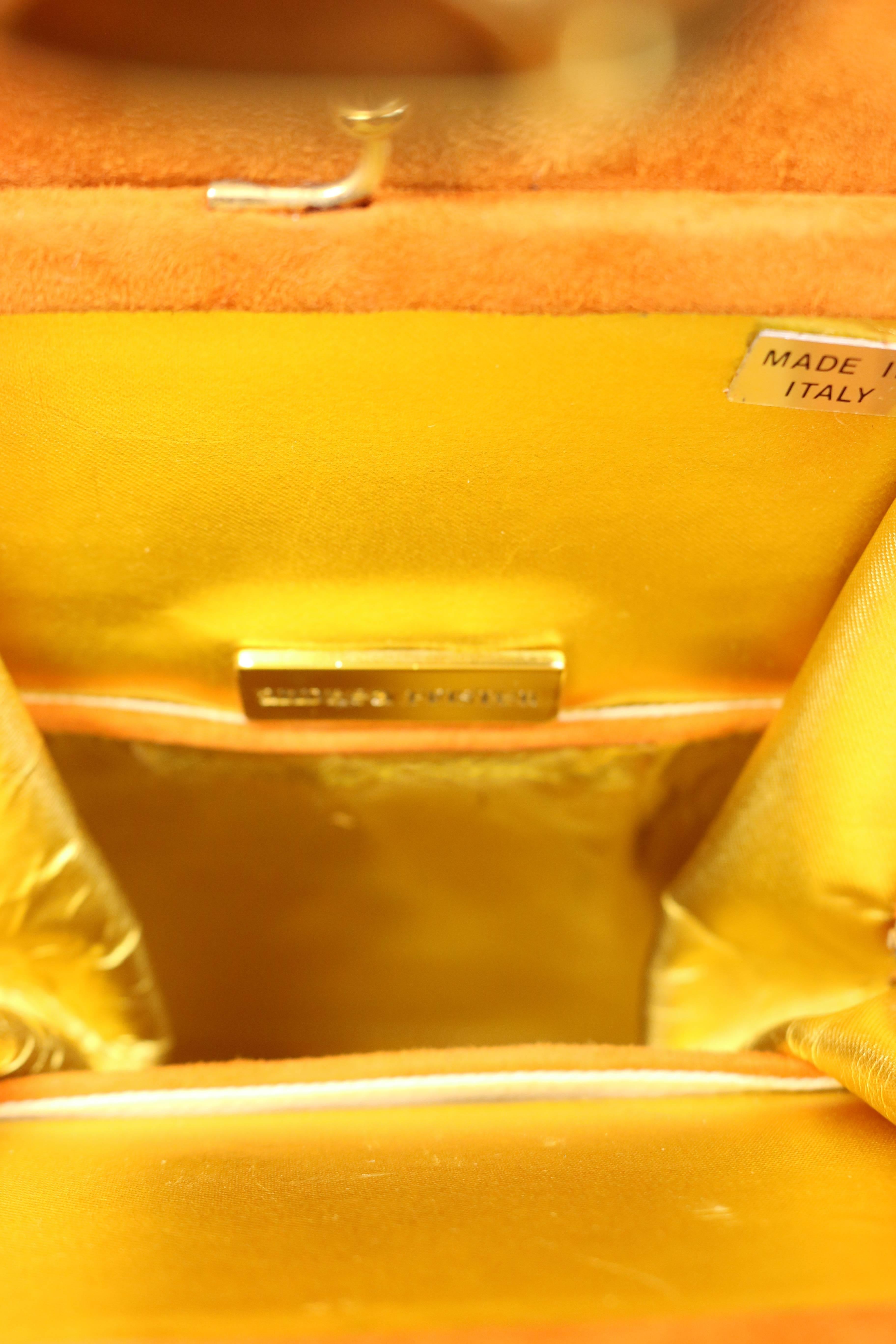 Unique 80s Andrea Pfister Orange Yellow Suede Handbag For Sale 2