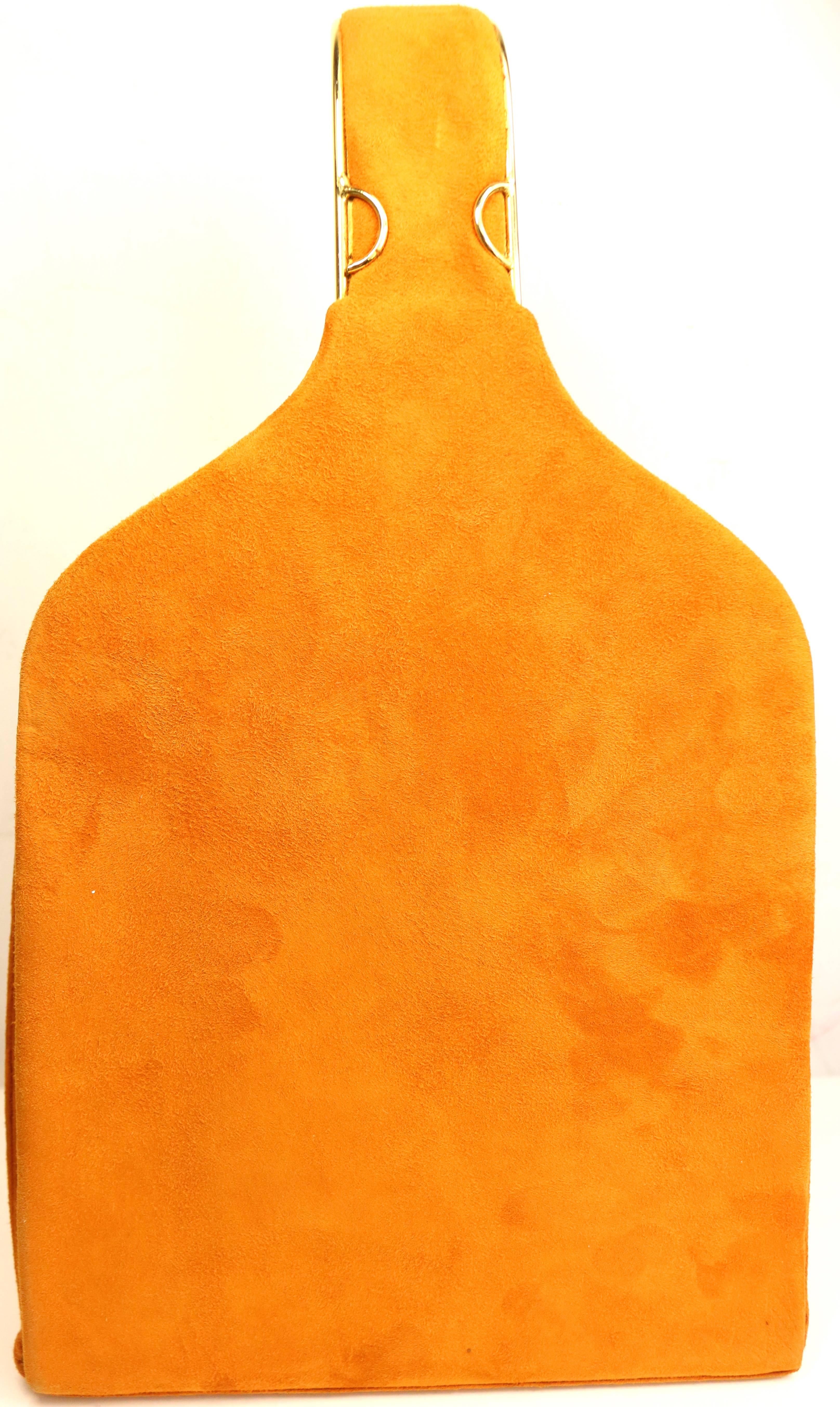Orange Andrea Pfister - Sac à main unique en daim jaune orange et orange, années 80 en vente