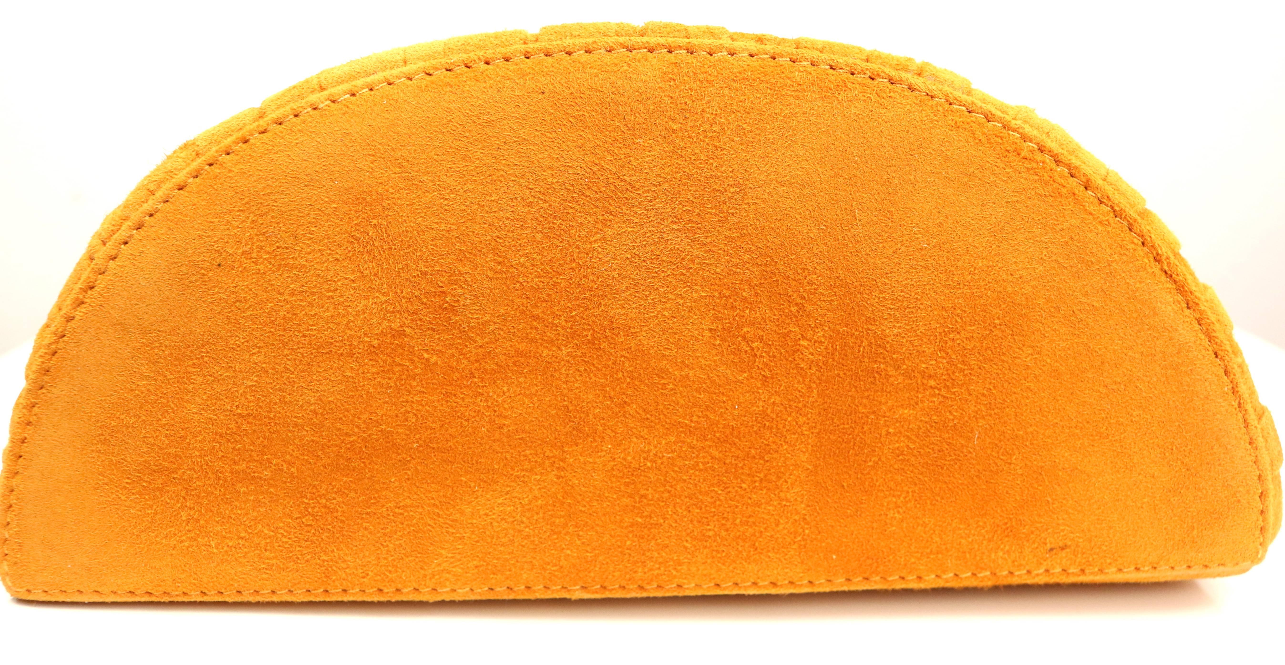 Women's Unique 80s Andrea Pfister Orange Yellow Suede Handbag For Sale