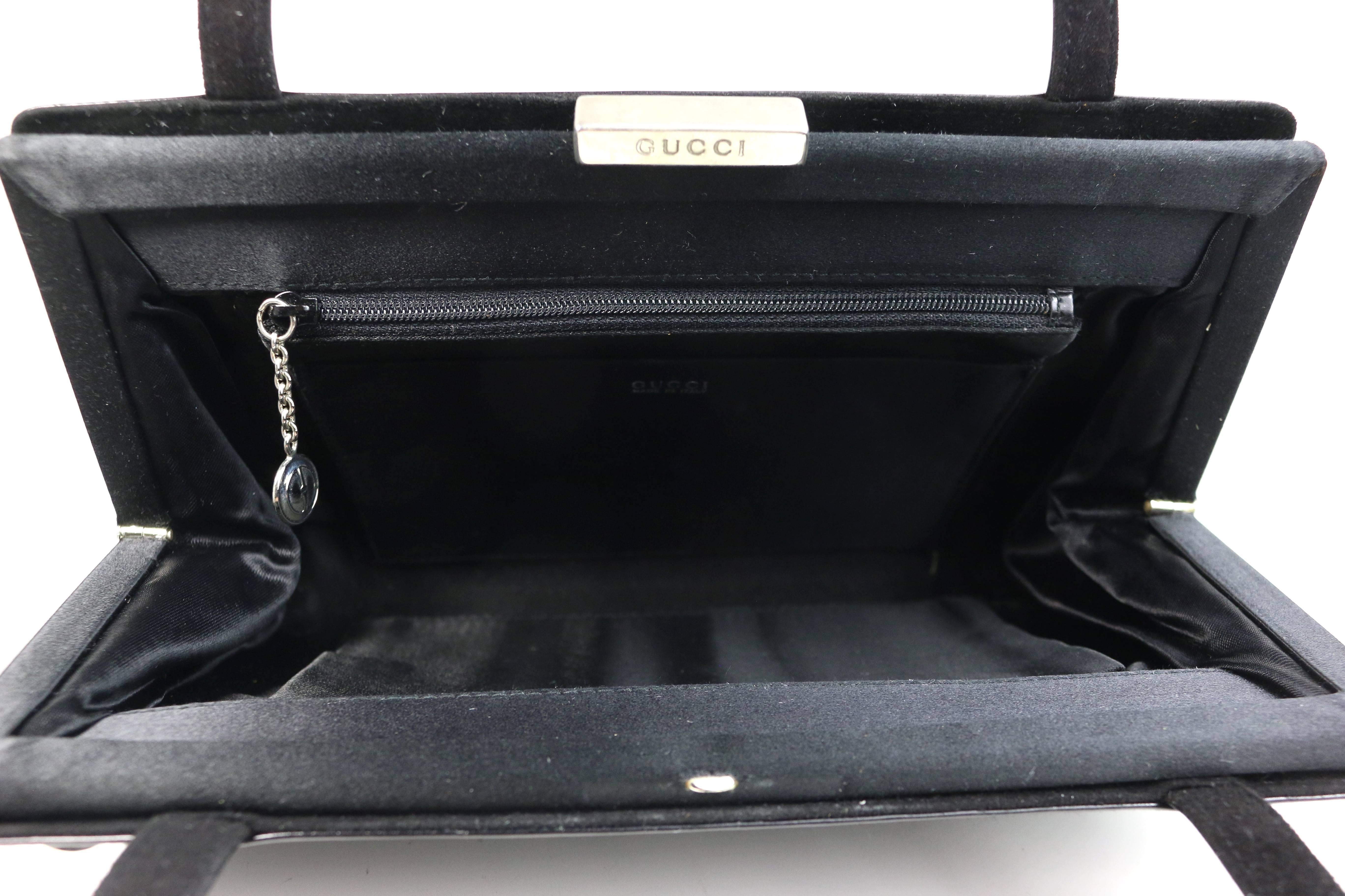 Gucci by Tom Ford Black Leather and Silk Handbag 1