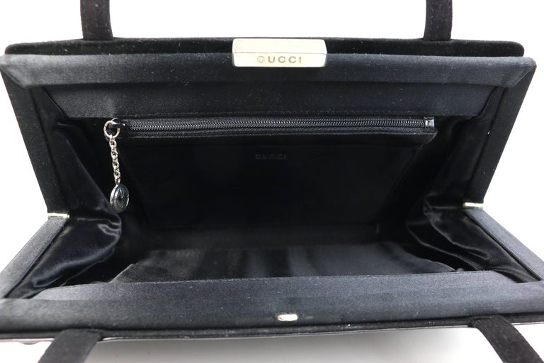 Gucci by Tom Ford Black Leather and Silk Handbag at 1stDibs