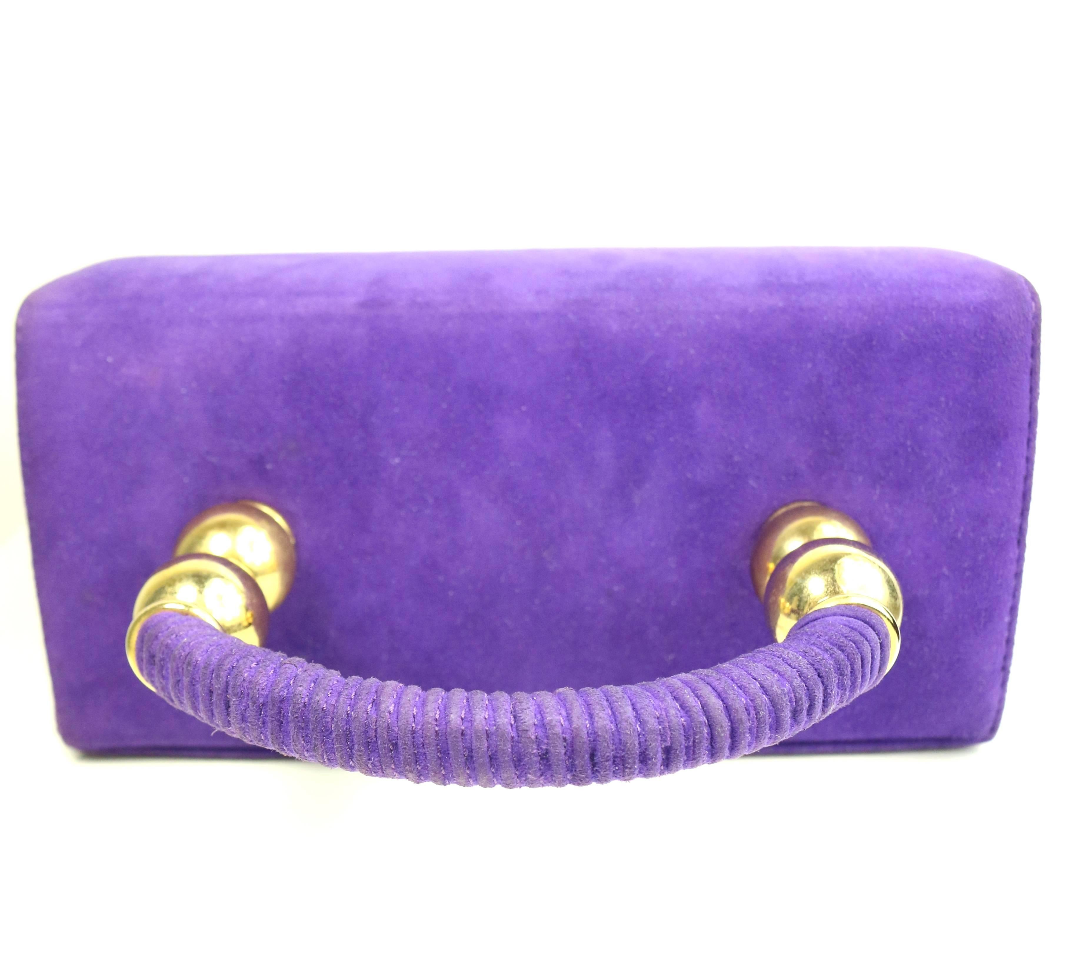 Baldinini Purple Suede Box Handbag 1