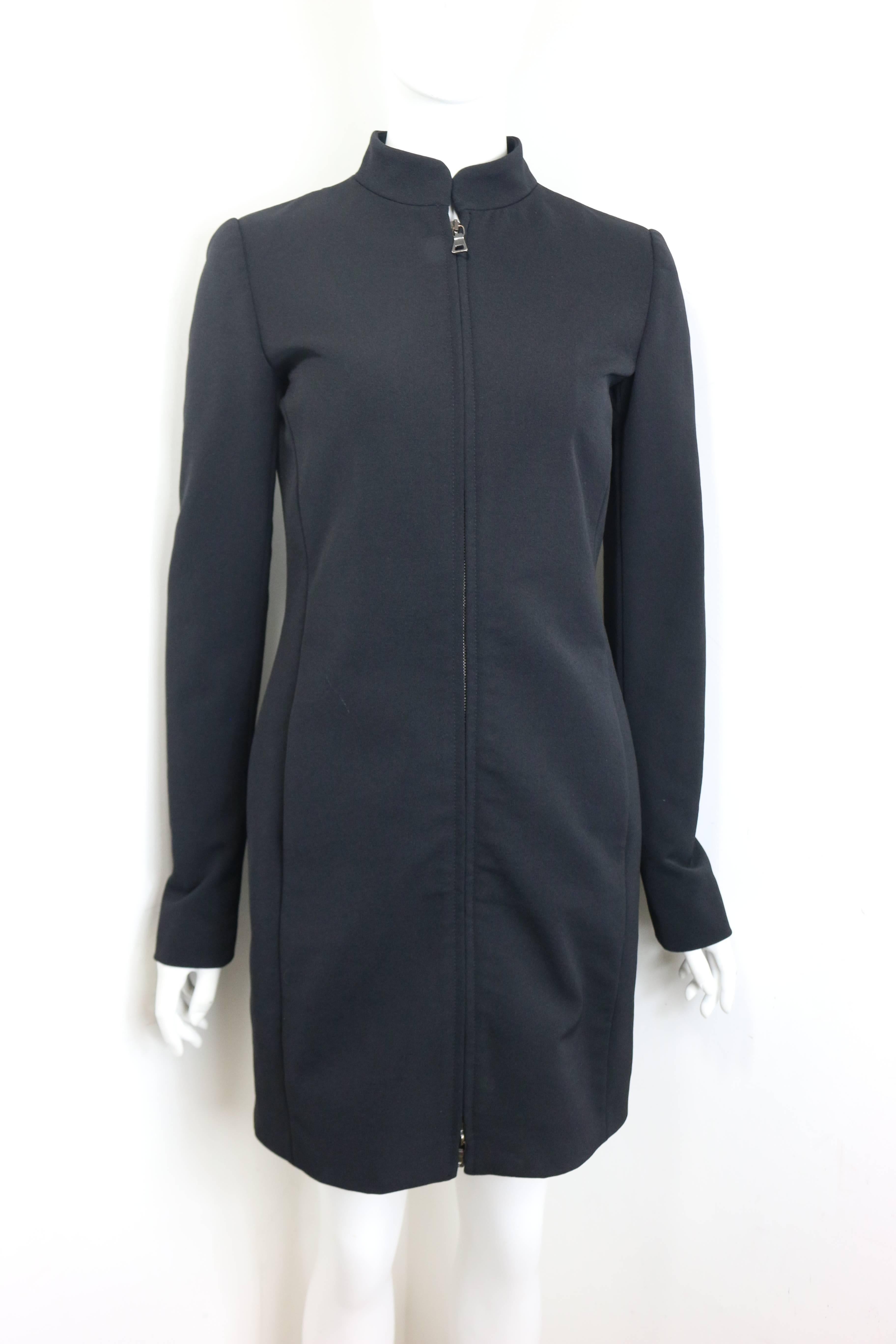 Women's Prada Black Nylon with Detachable Black Faux Fur Jacket  For Sale