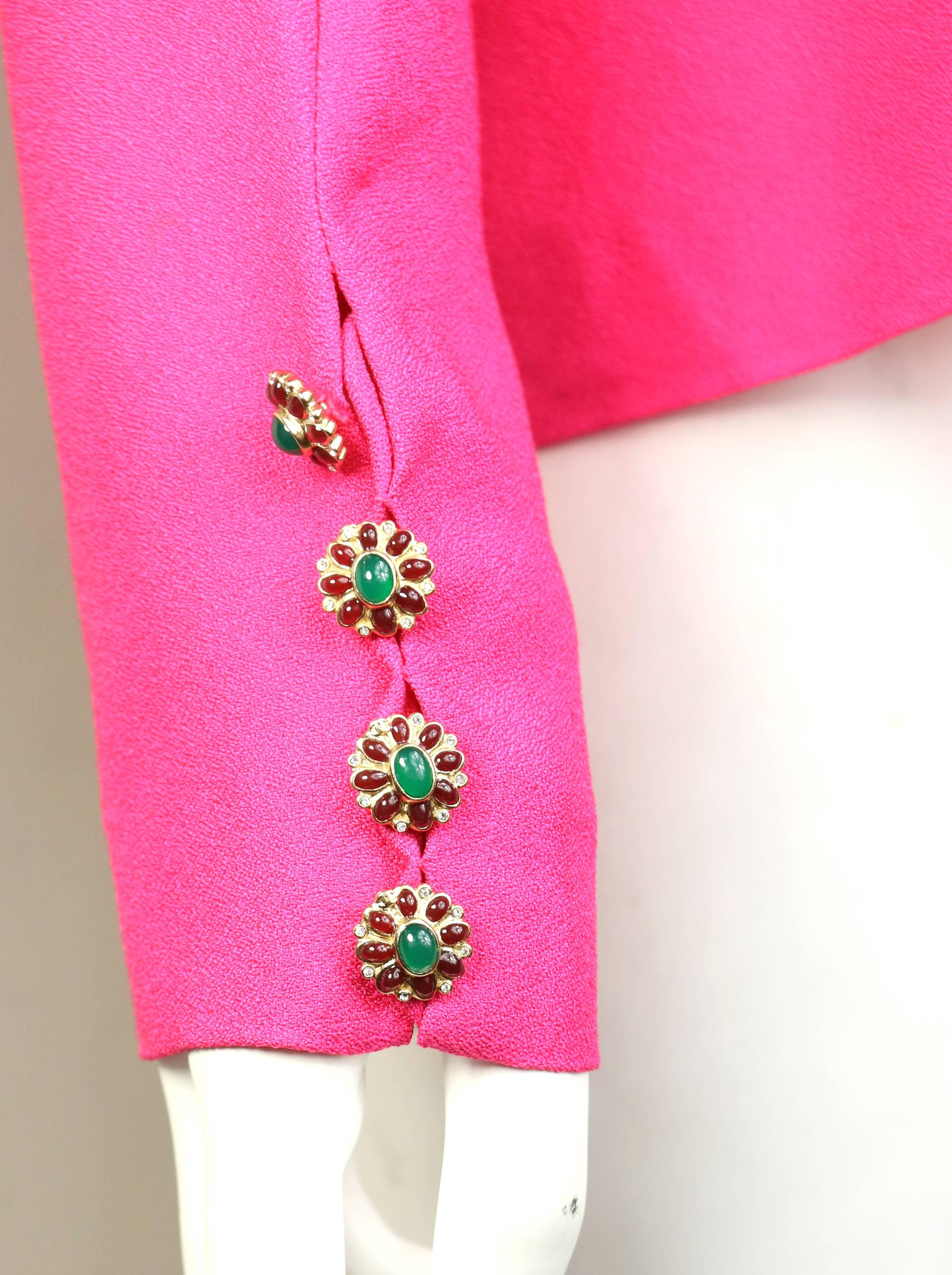 Chanel Fuchsia Pink Silk Shirt with Back Gripoix buttons For Sale at ...