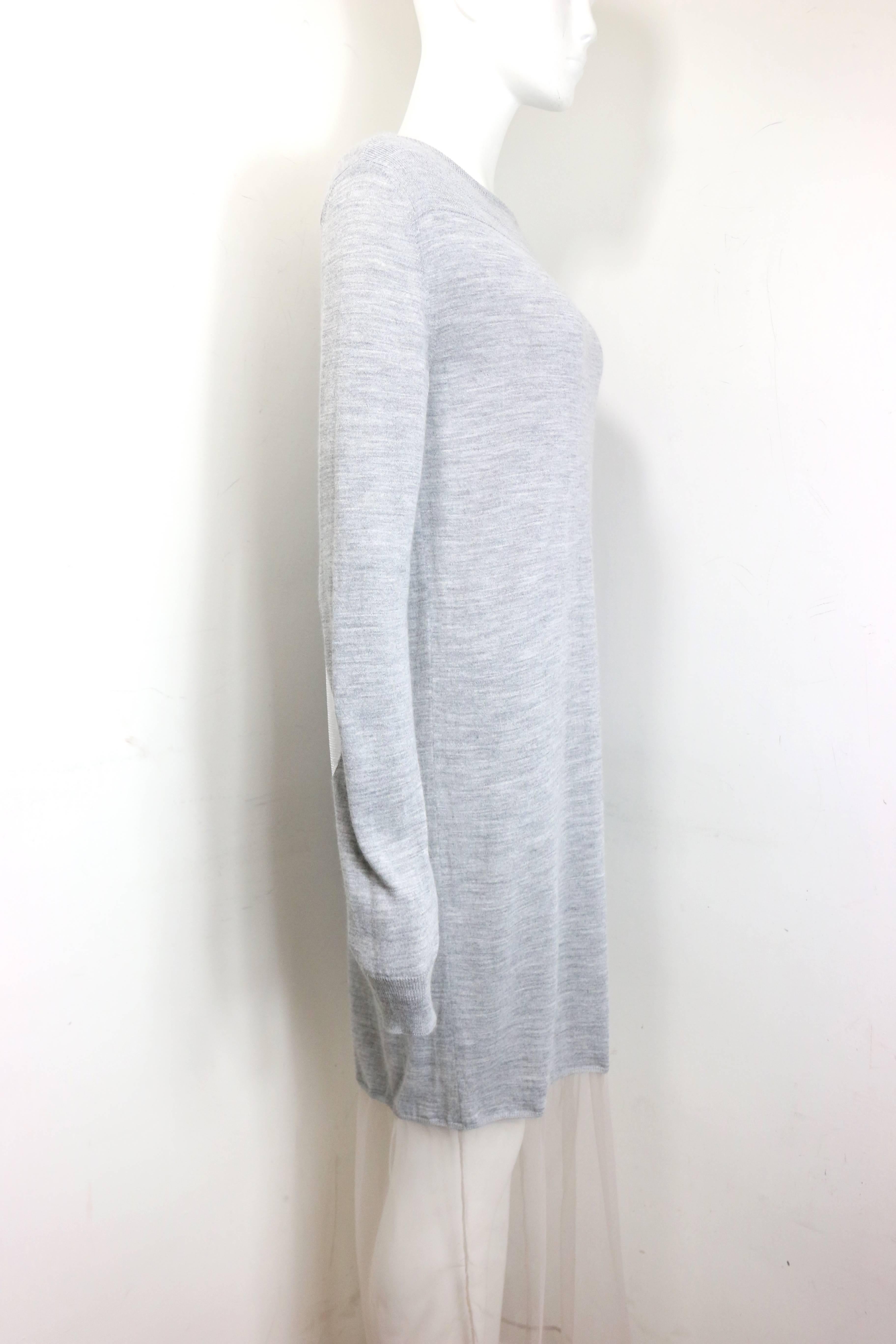 Maison Martin Margiela No 1 Line Light Grey Jersey Long Dress with Mesh  In Excellent Condition In Sheung Wan, HK