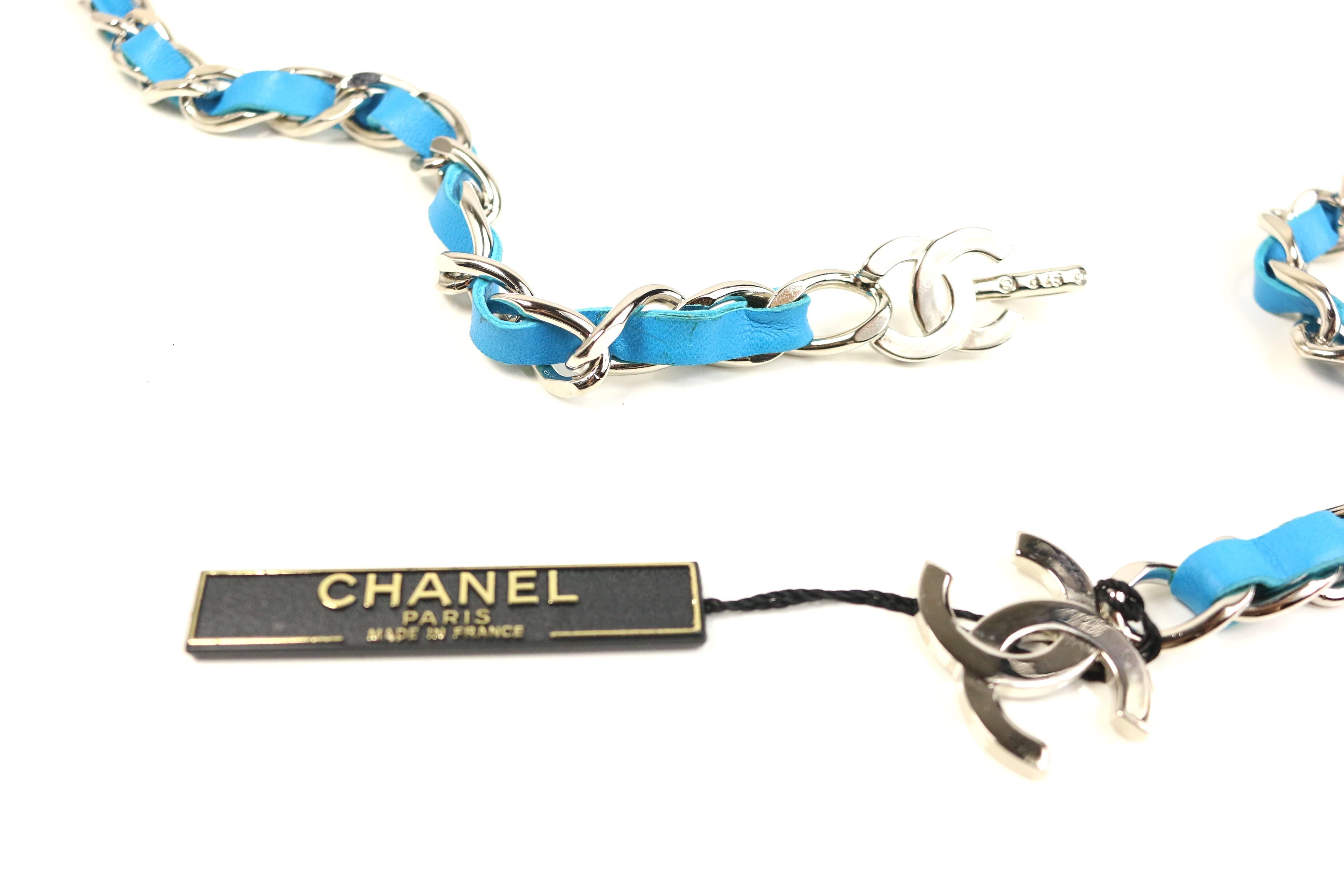 Blue Chanel Turquoise Lambskin Leather 