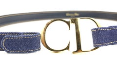 Christian Dior Gold Toned "CD" Denim Belt
