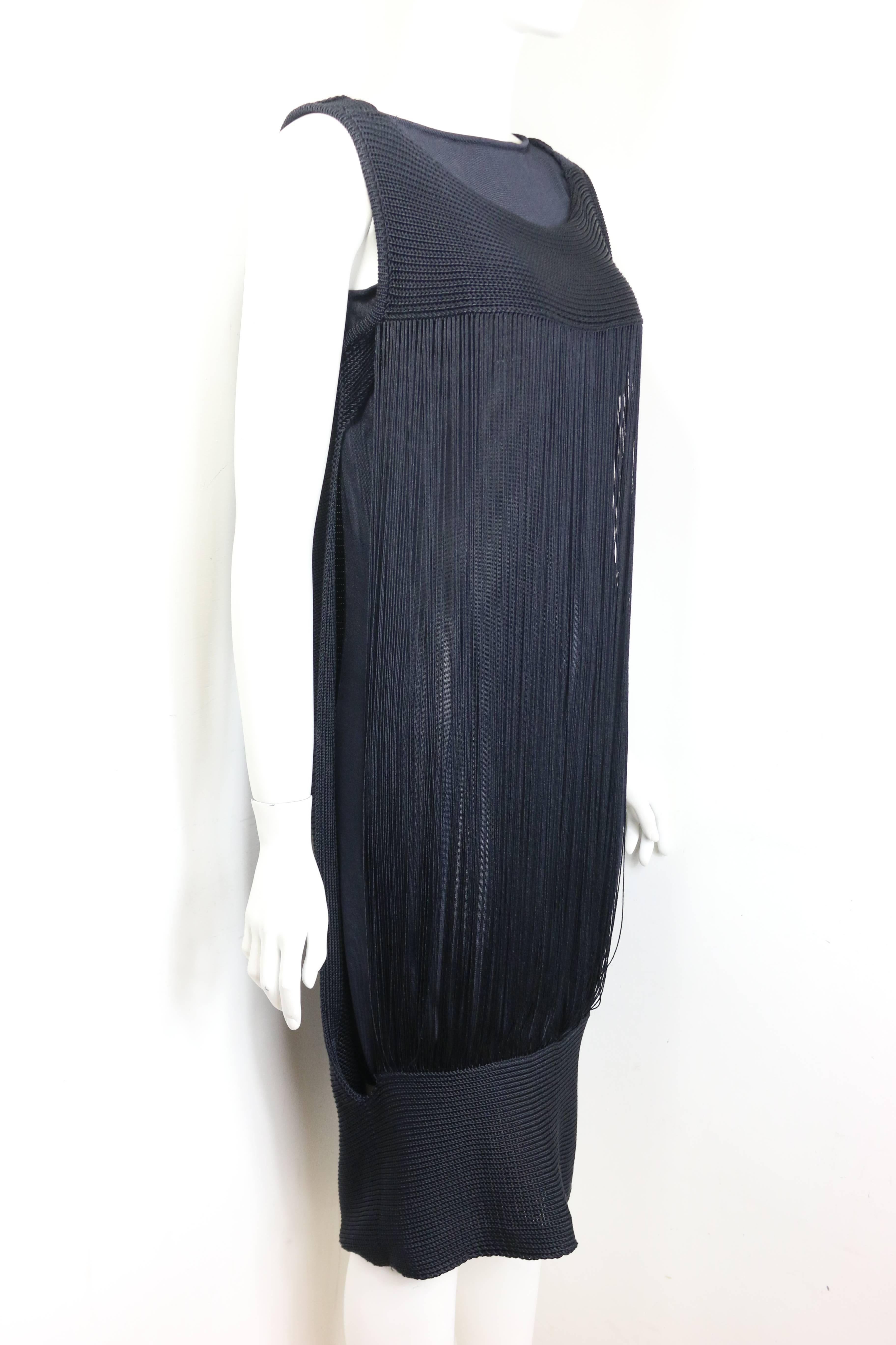 Jil Sander Navy Knitted with Fringe Dress In Excellent Condition In Sheung Wan, HK