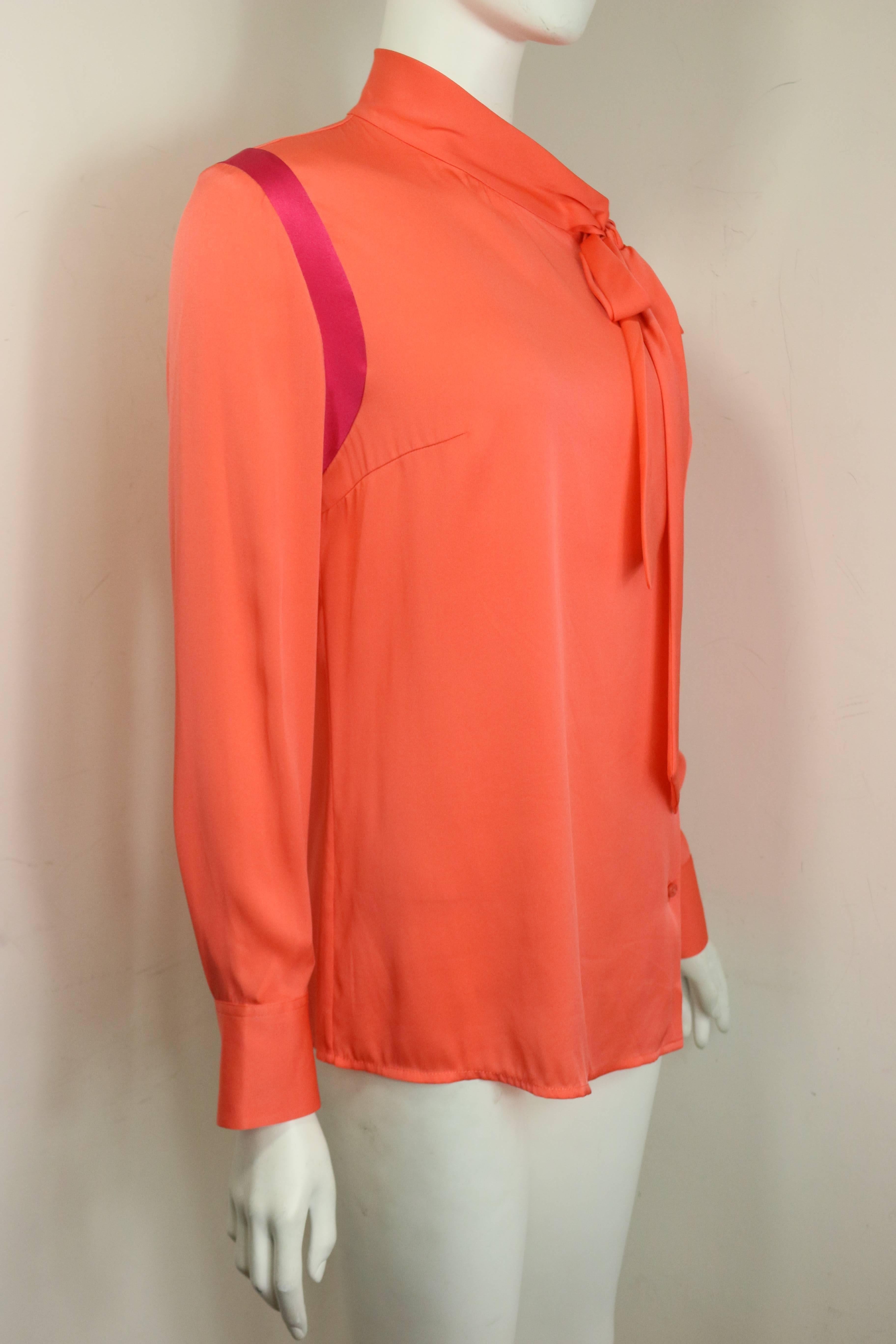 Ports Orange Silk Button Shirt  In Excellent Condition In Sheung Wan, HK