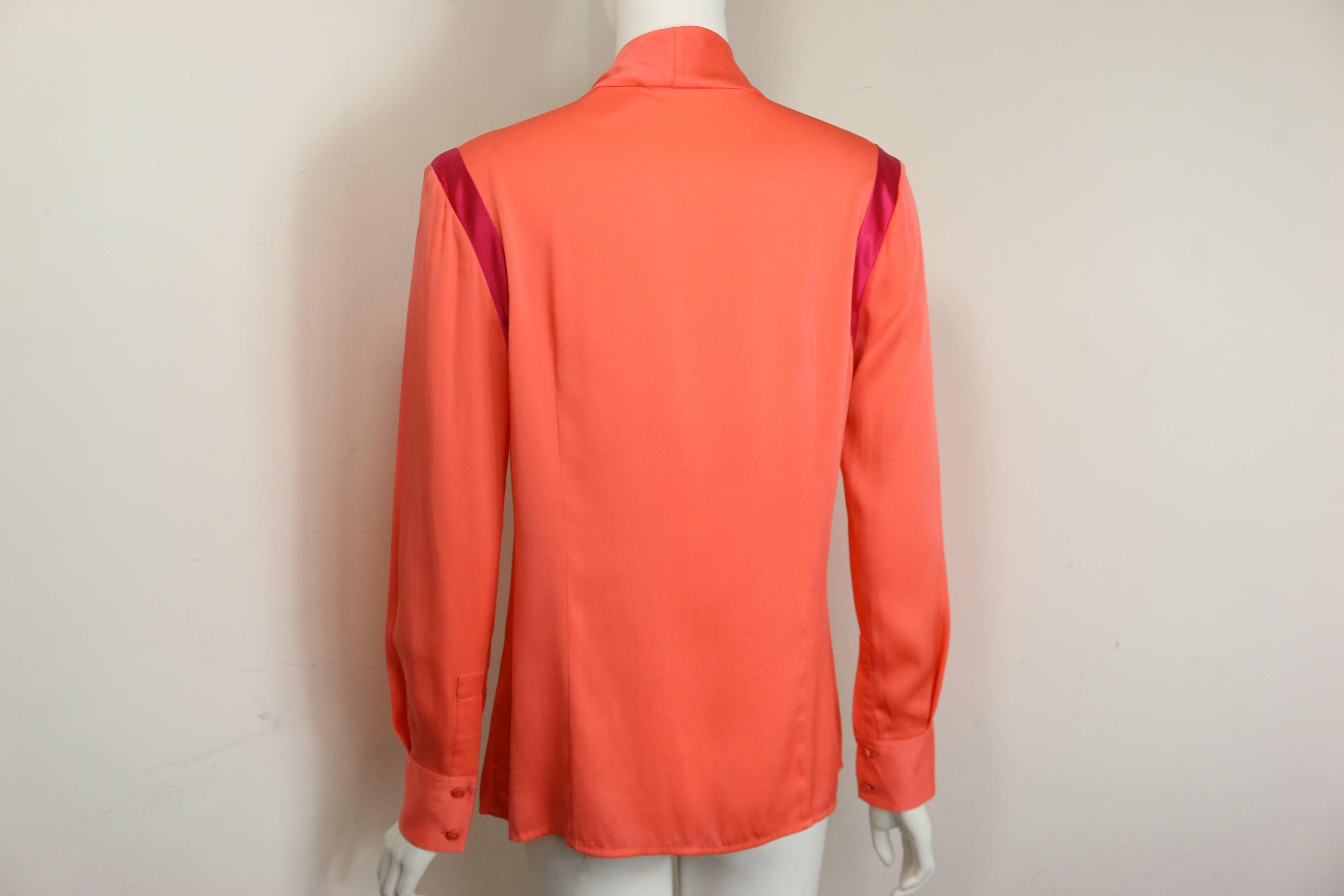 Women's Ports Orange Silk Button Shirt 