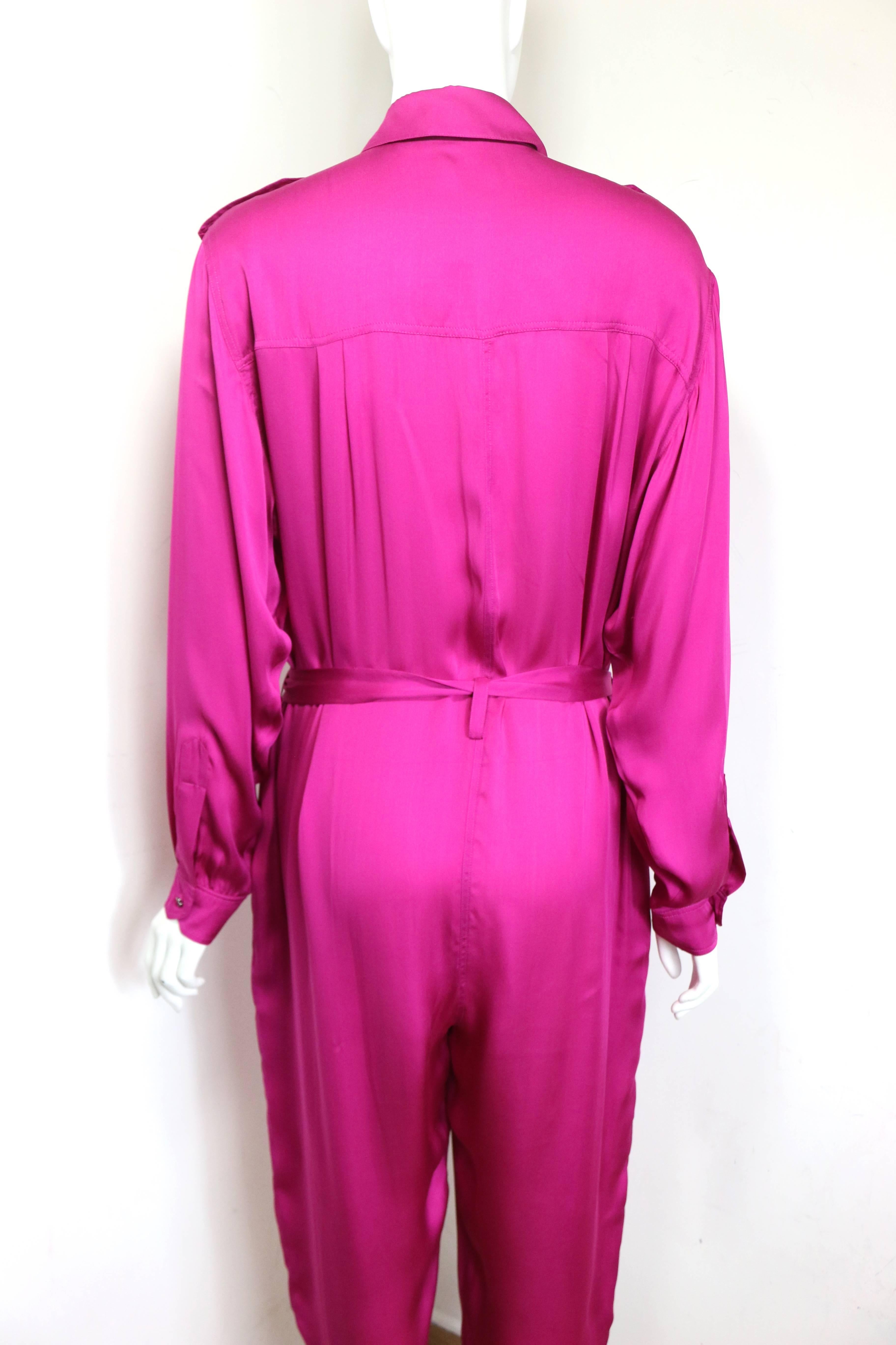 Lanvin Pink Silk Button Front Jumpsuit.  In Excellent Condition In Sheung Wan, HK