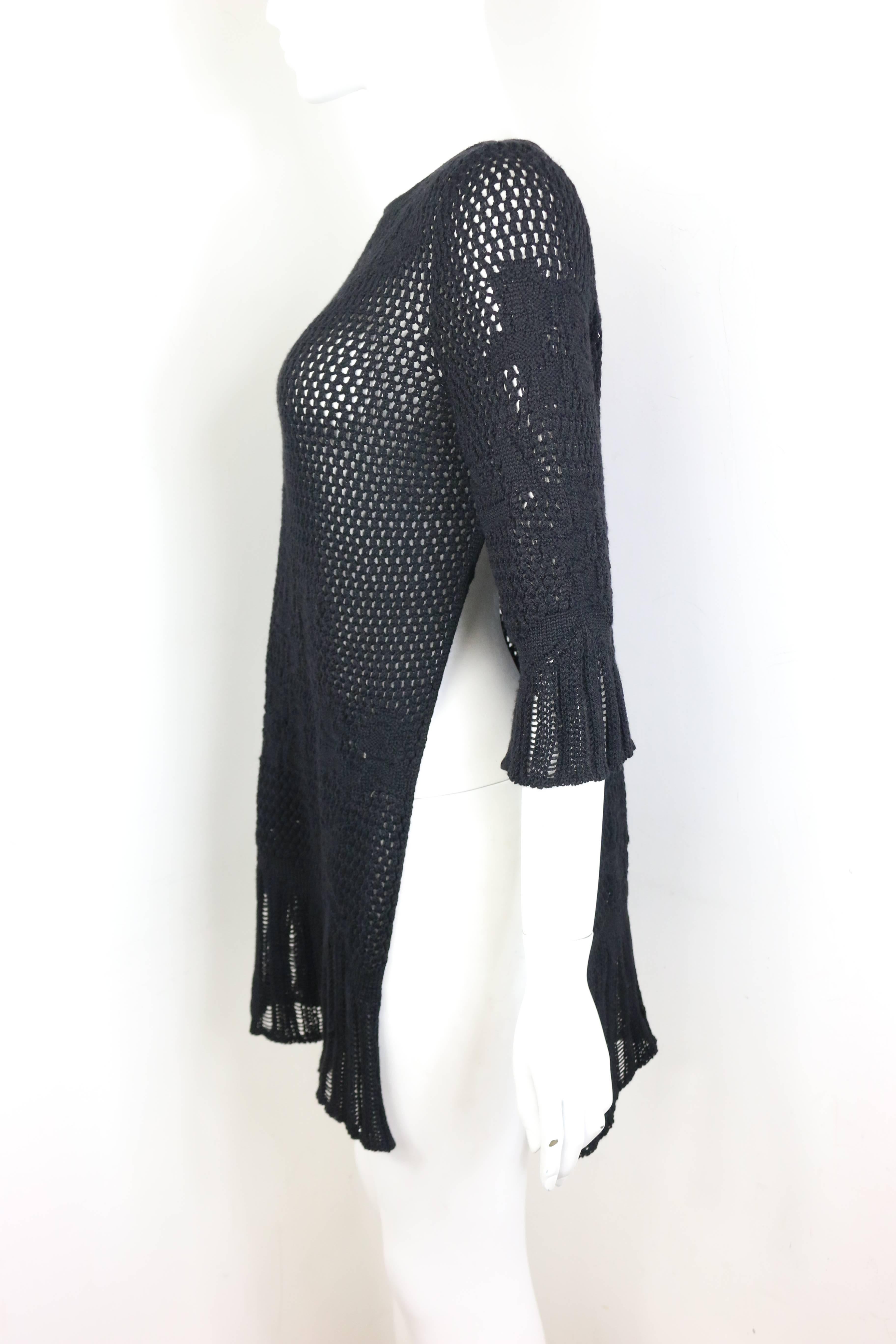Noir Gianni Versace Black - Pull en laine tricotée avec revers sur le côté  en vente
