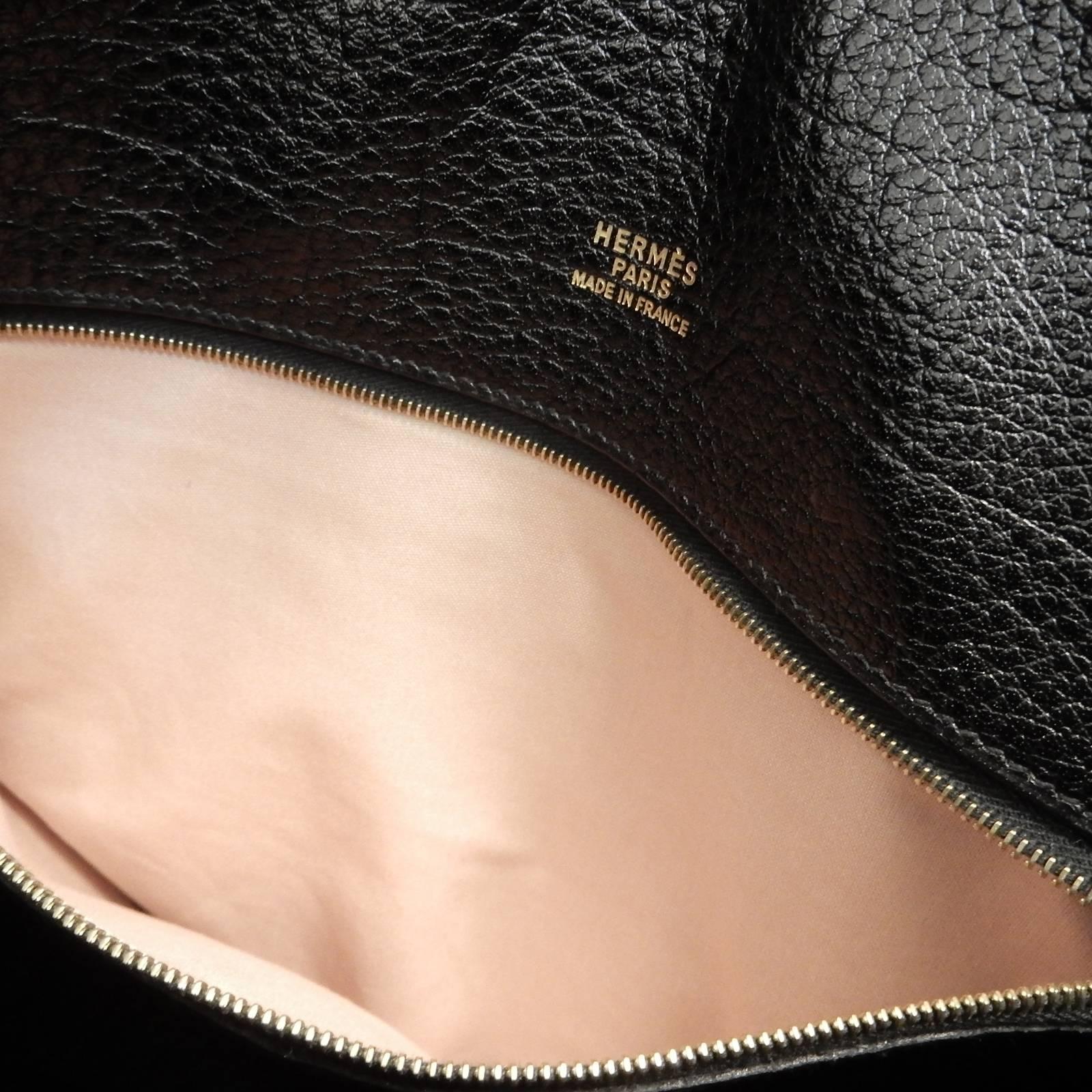 Hermes Black Calf Leather Tote Bag  3