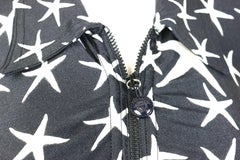 Gianni Versace Couture Schwarzes langärmeliges Bodysuit-Top mit weißen Sternen