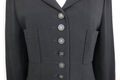Chanel Classic Black Wool Silver "CC" Buttons Jacket
