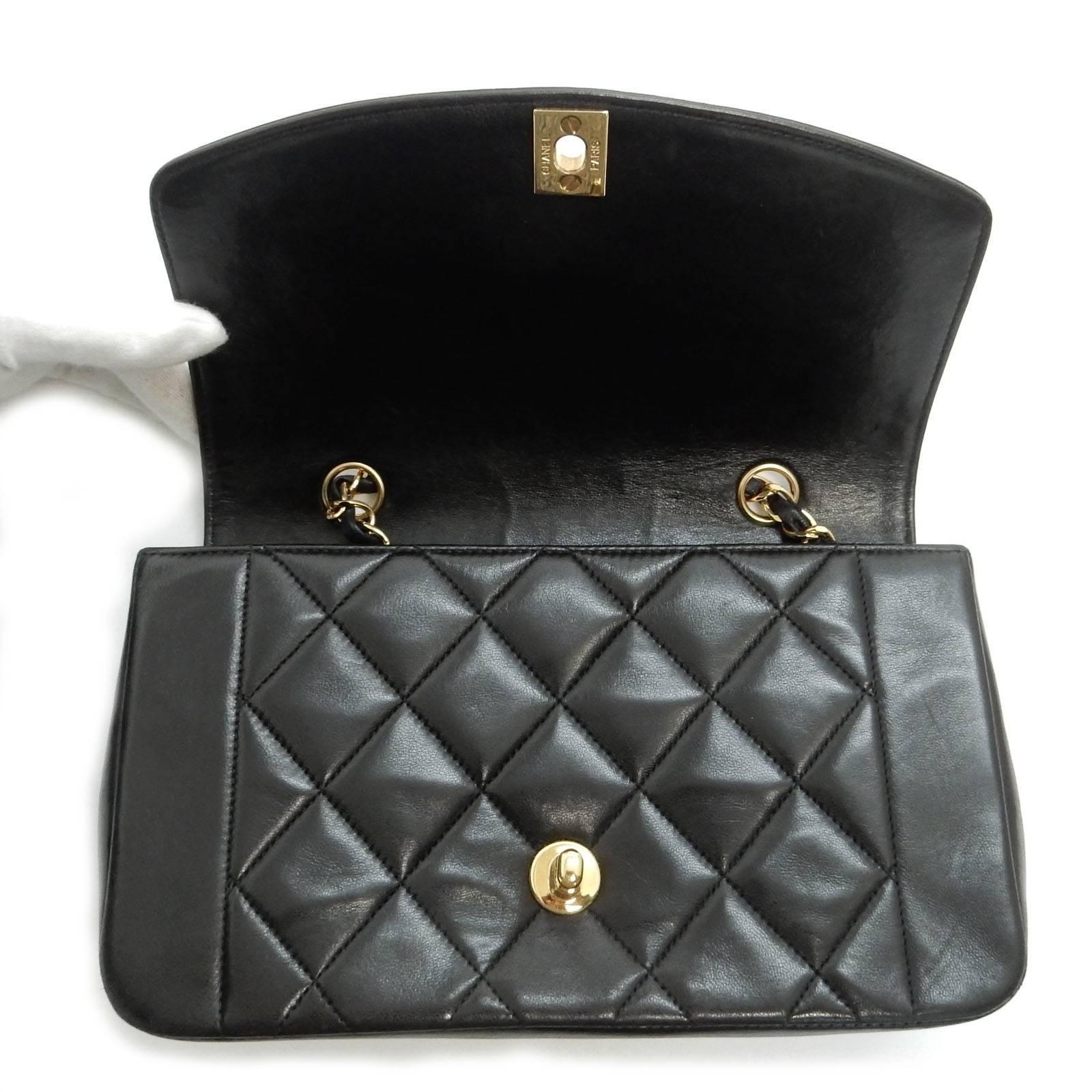 Women's Chanel Diana Black Lambskin Gold Chain Shoulder Bag 