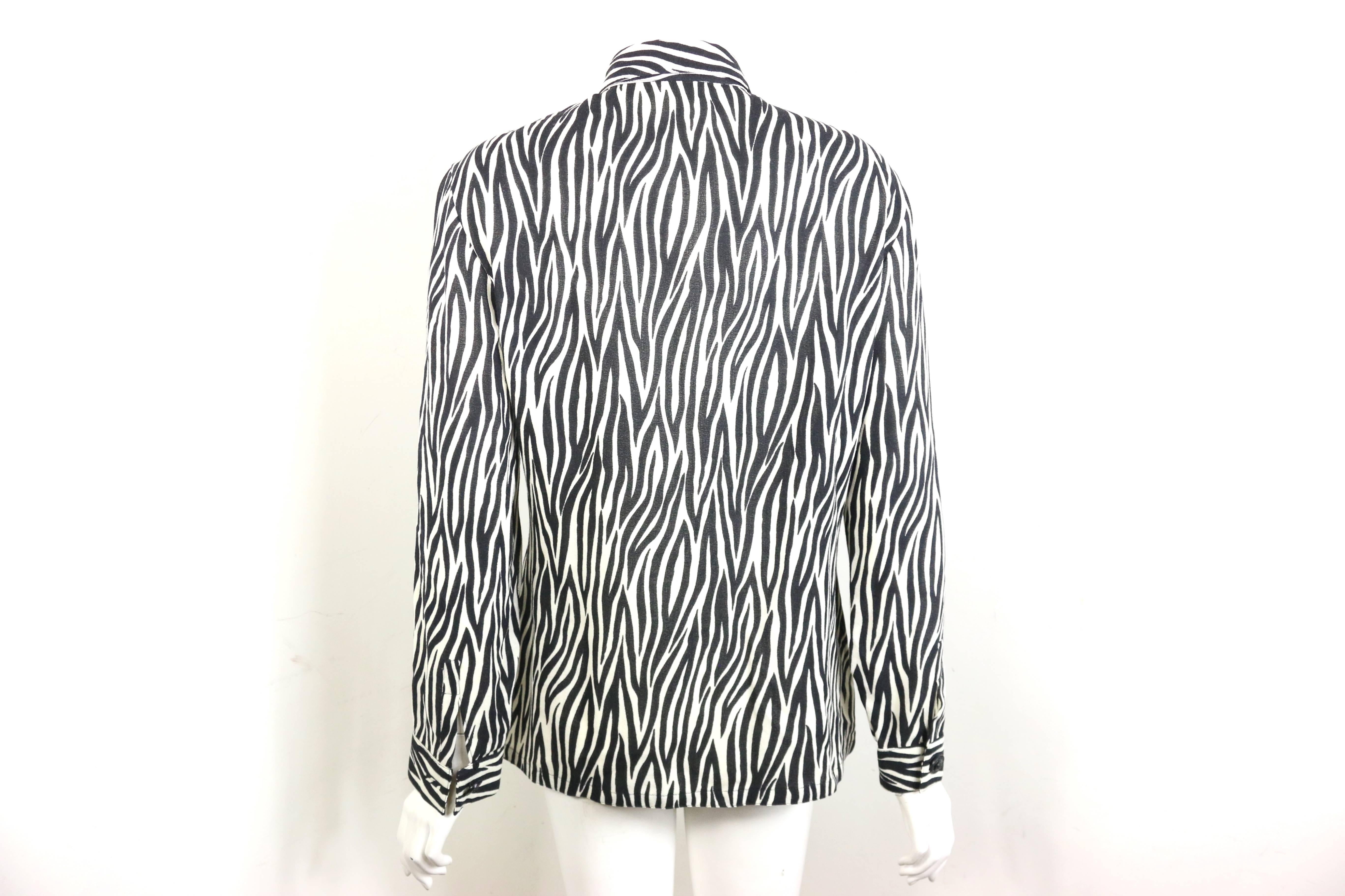 Gianni Versace Couture Chemise en laine noire et blanche à motif zébré  Pour femmes en vente