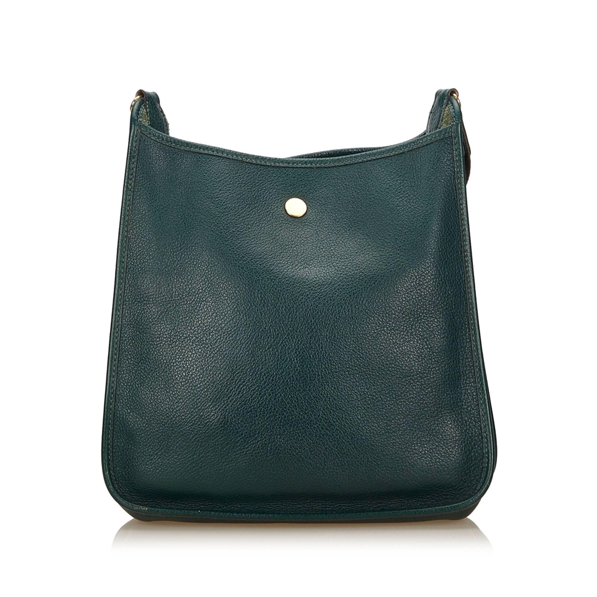 Black Hermes Green Leather Vespa PM Shoulder Bag
