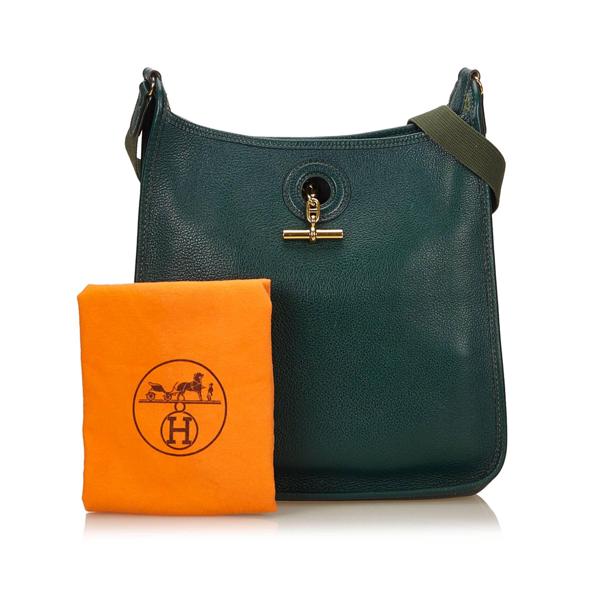 Hermes Green Leather Vespa PM Shoulder Bag 4