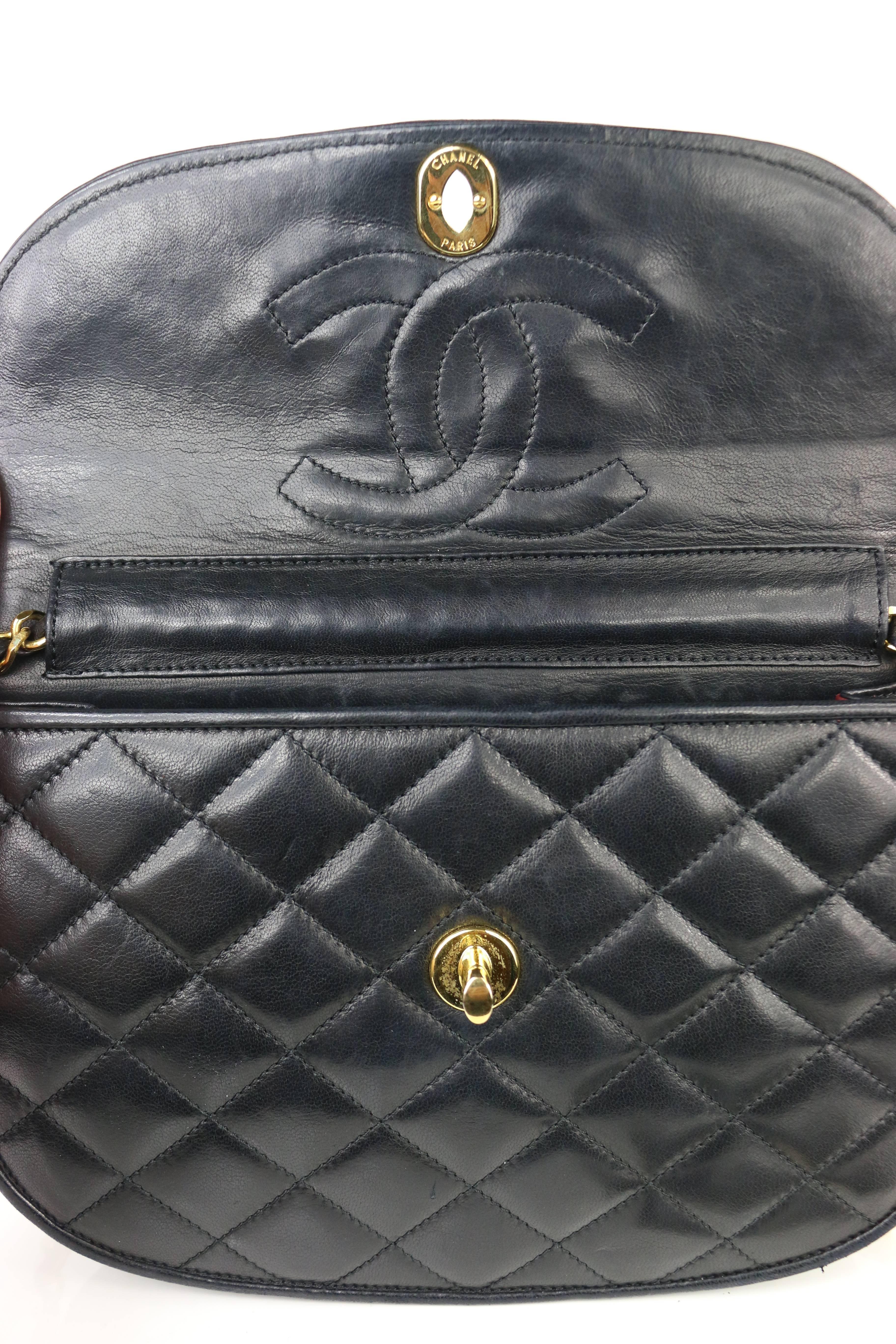 Chanel Semi-Circle Black Quilted Lamb Leather Paris Limited Edition Shoulder Bag 3