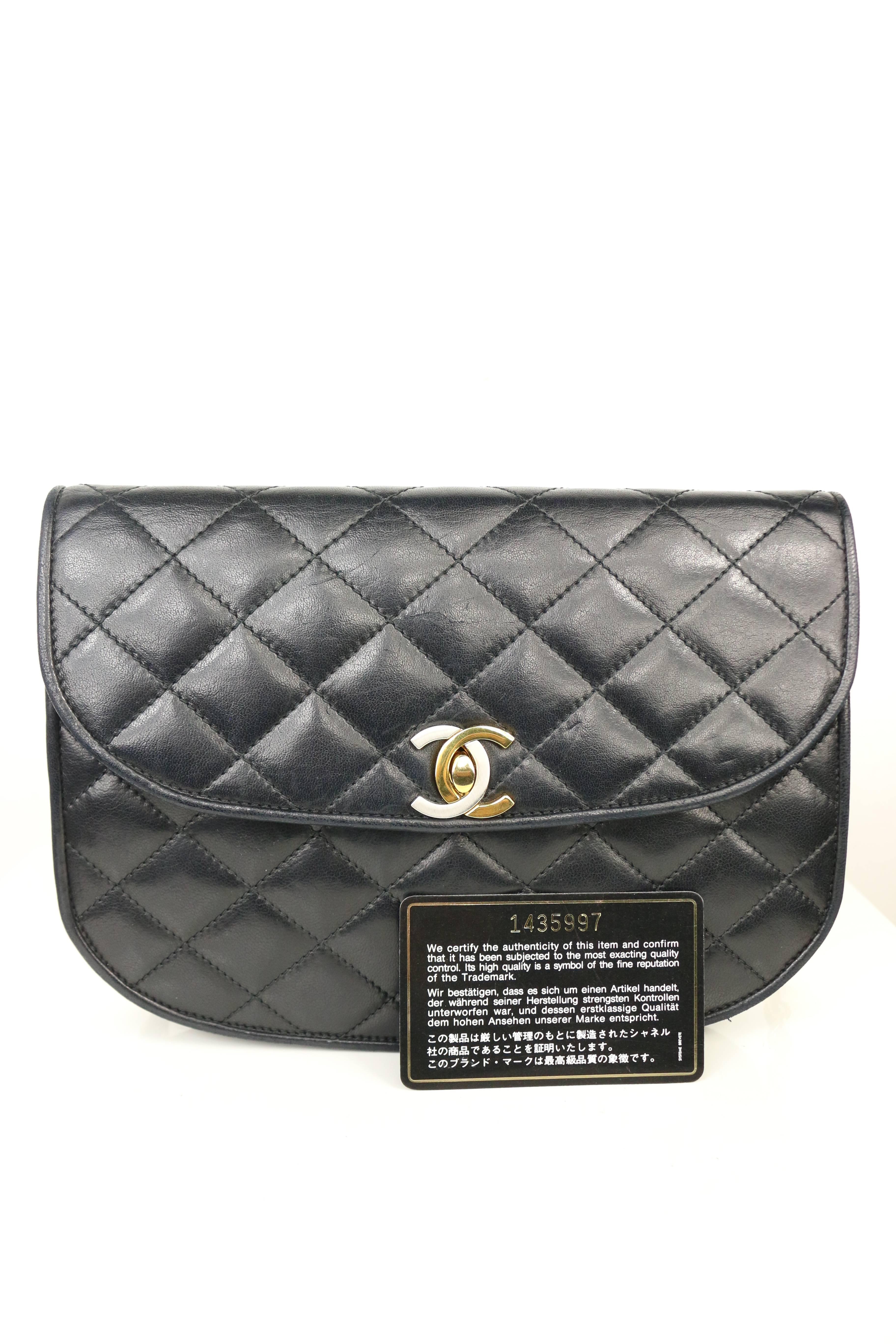 Chanel Semi-Circle Black Quilted Lamb Leather Paris Limited Edition Shoulder Bag 7