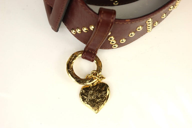 Yves Saint Laurent Brown Leather Gold Toned Studs with Gold  display picture 3