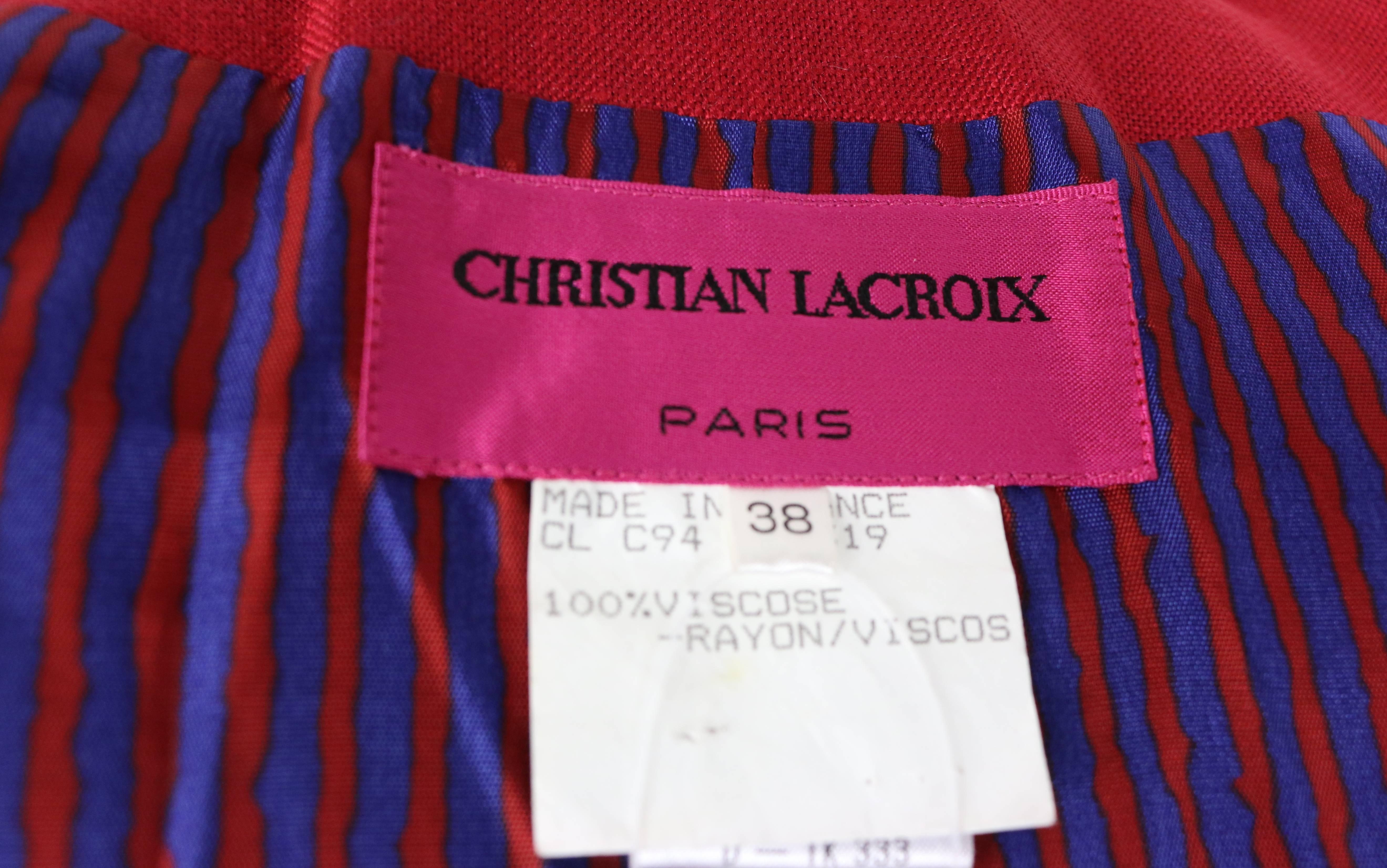 Christian Lacroix Red with Yellow Ruffle Sunflower Double Breasted Blazer For Sale 2