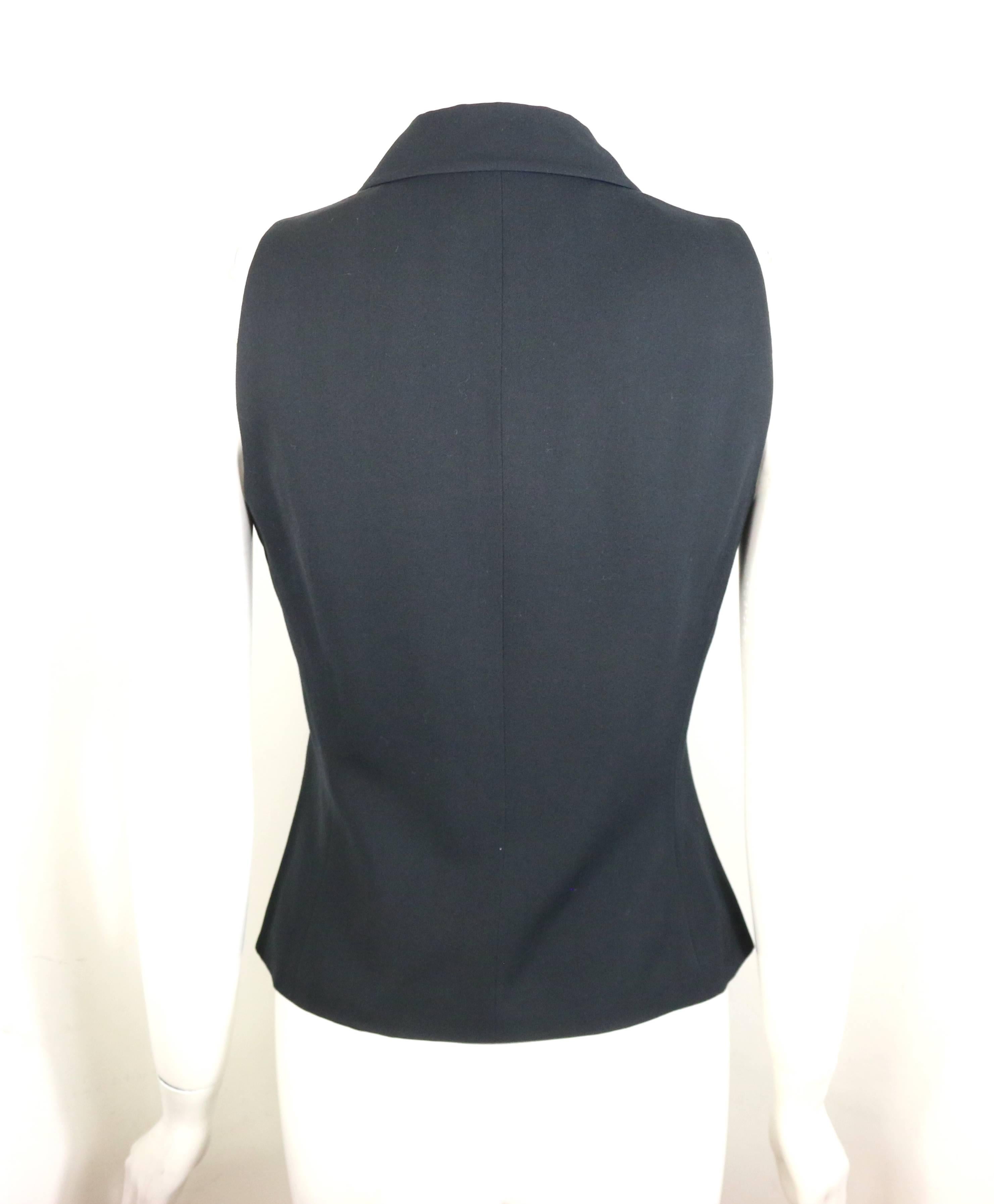 Women's Jil Sander Black Viscose and Wool Notch Lapel Vest