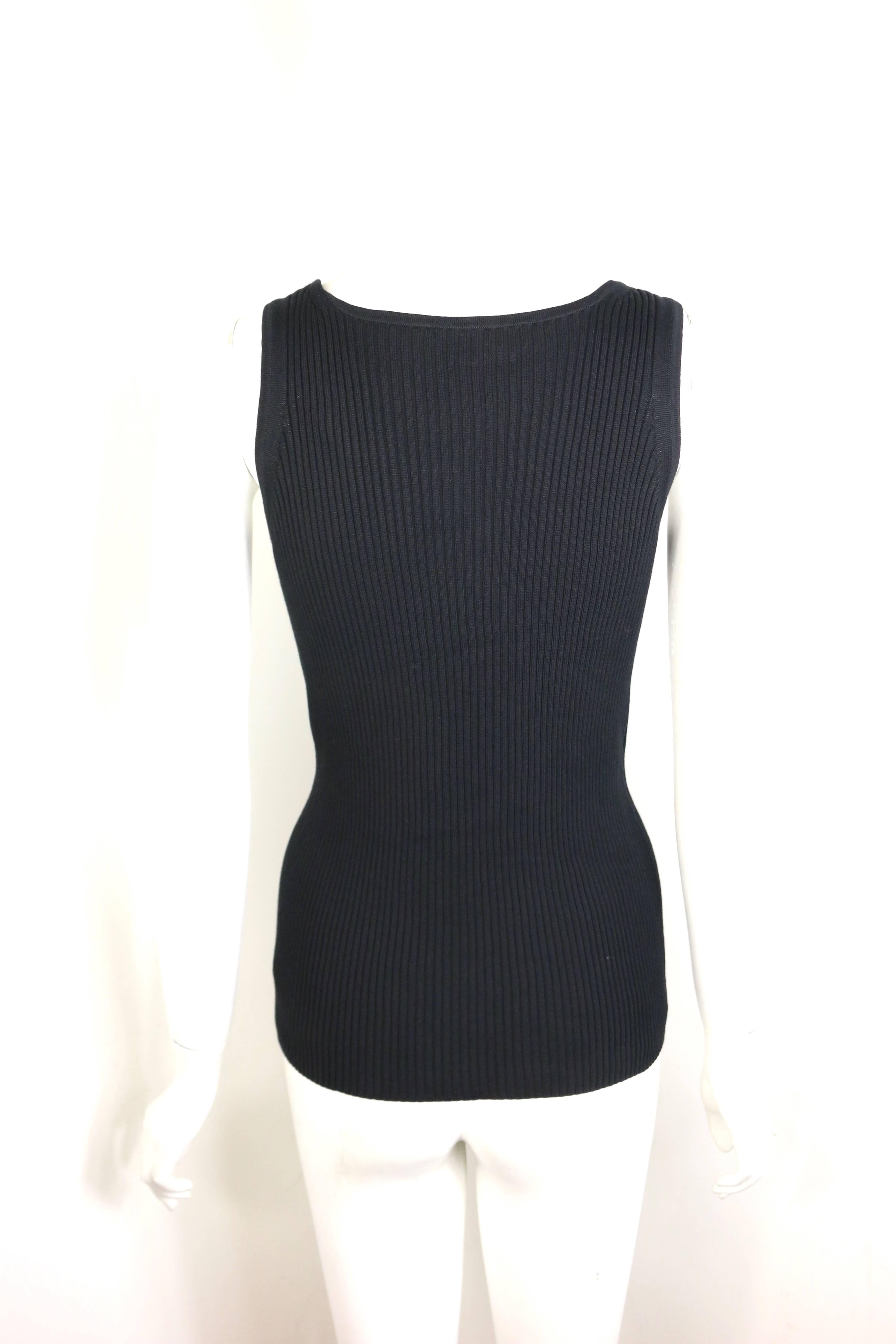 Chanel Black Cotton Knitted Tank Top In Excellent Condition In Sheung Wan, HK