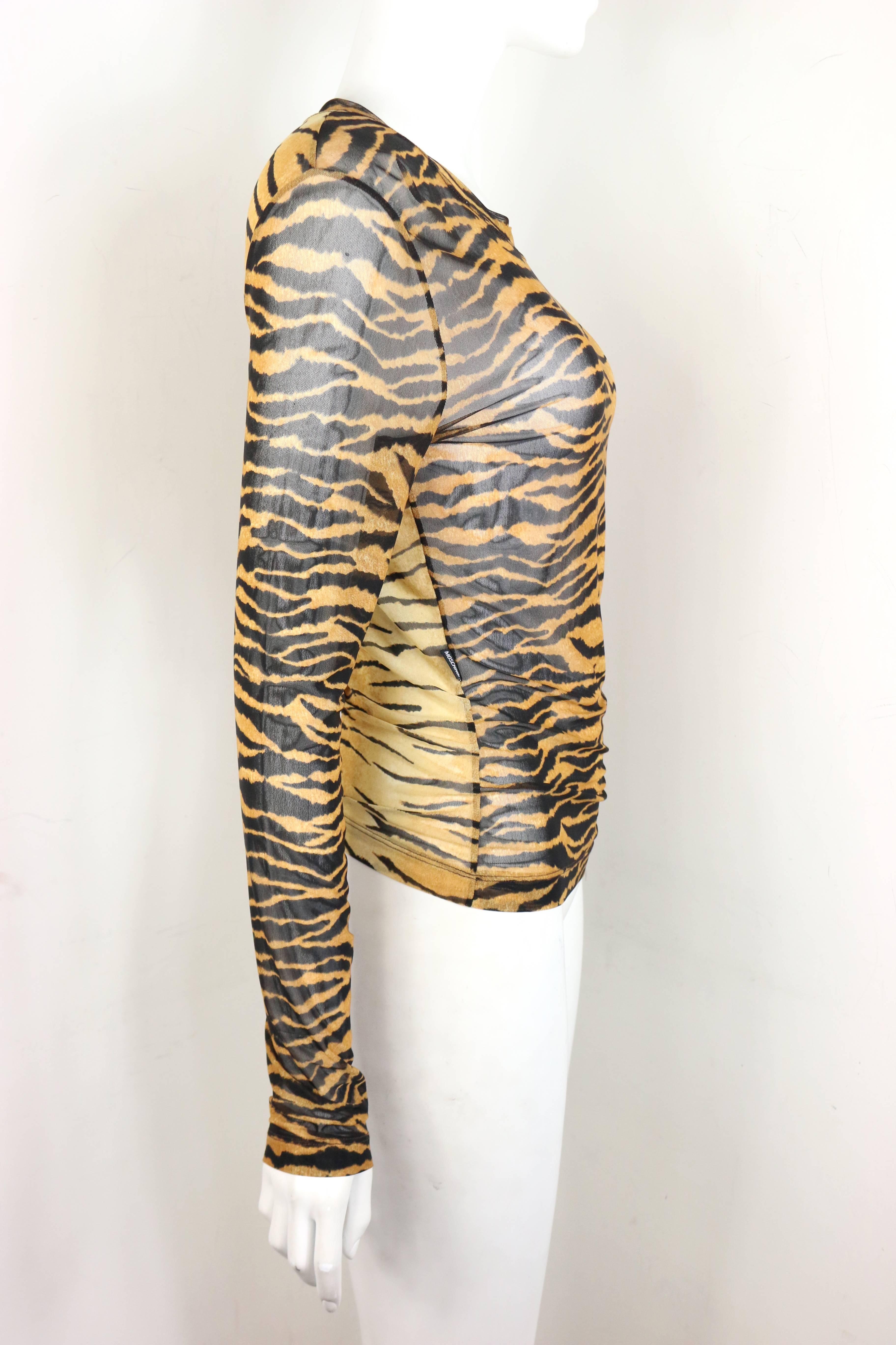 Moschino Jeans Top aus Nylon mit Leopardenmuster und langen Ärmeln aus Nylon (Beige)
