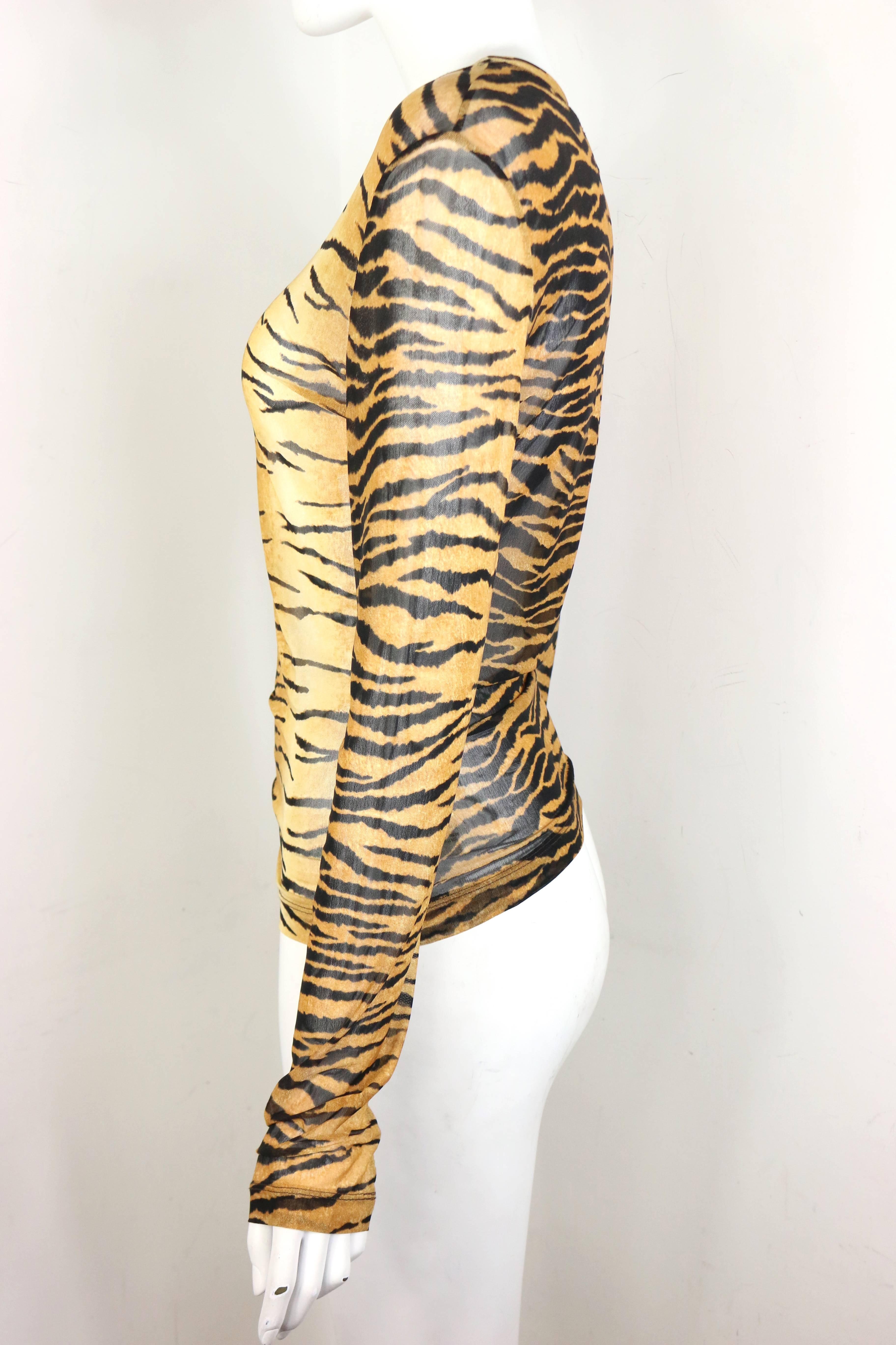 Moschino Jeans Top aus Nylon mit Leopardenmuster und langen Ärmeln aus Nylon Damen