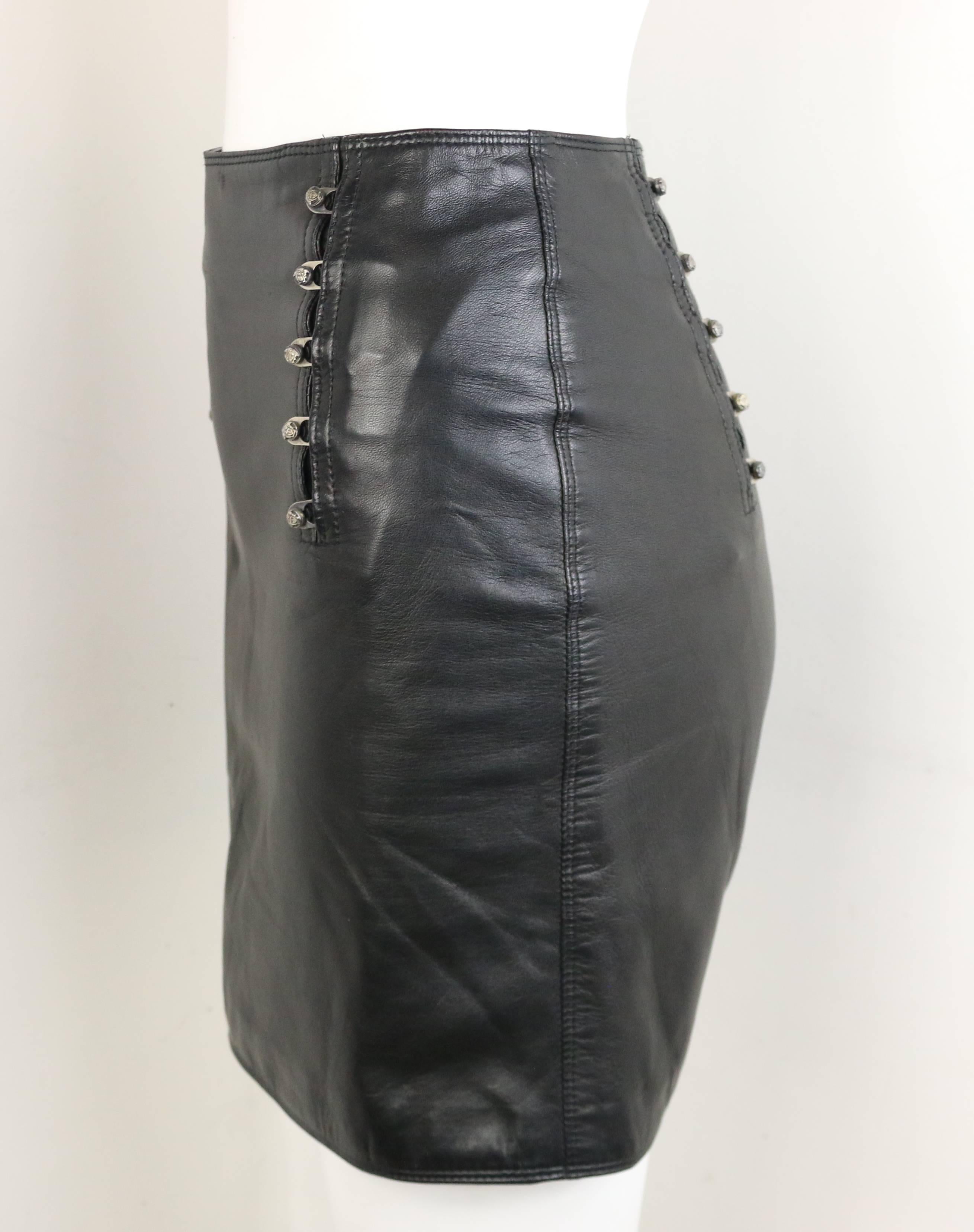 lambskin leather skirt