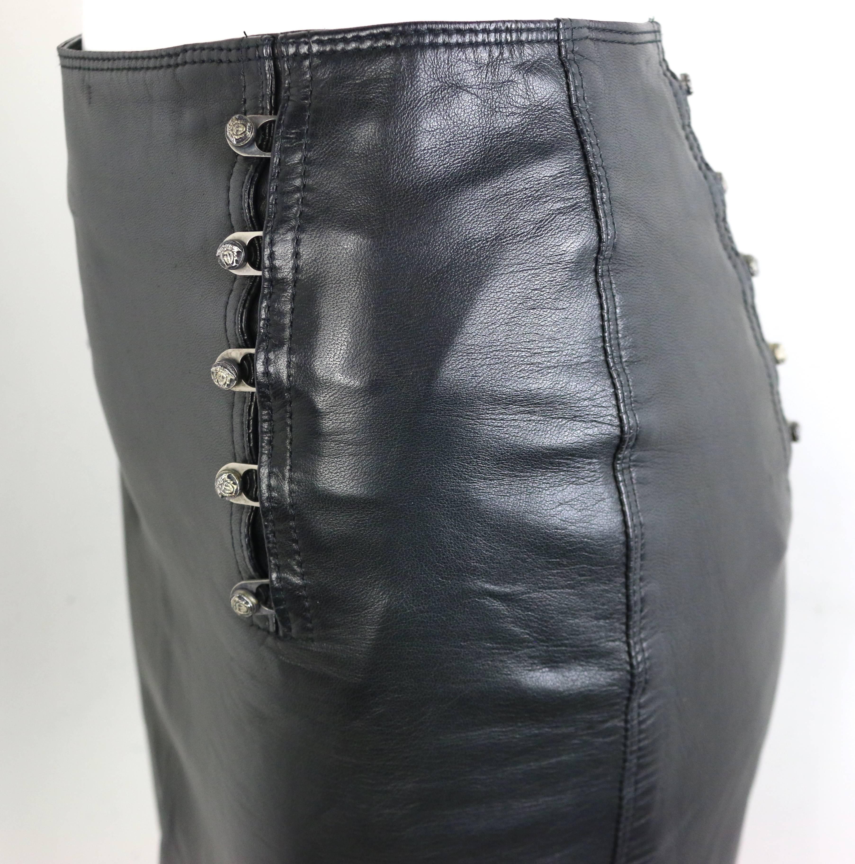 Gianni Versace Black Lambskin Leather 