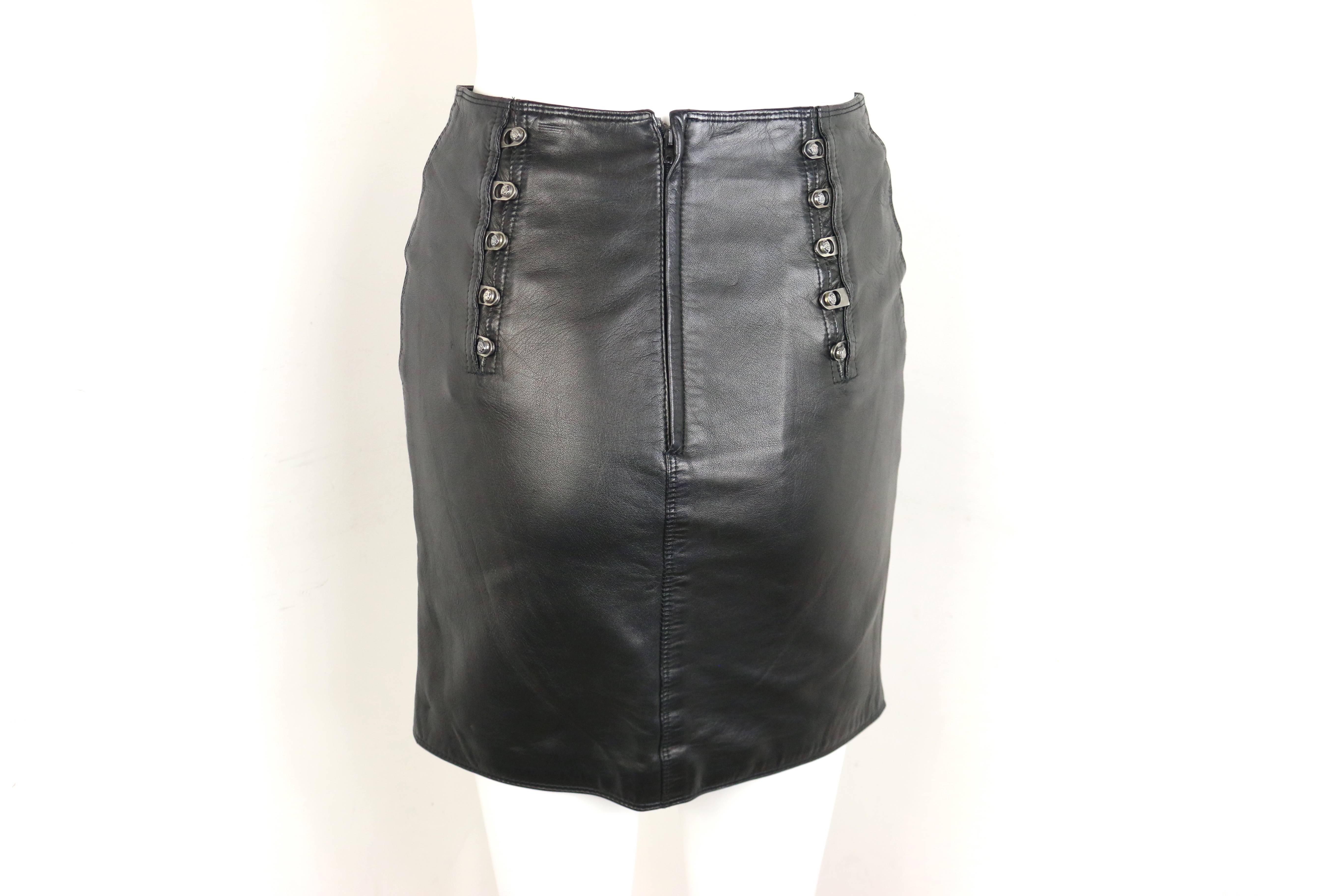 Women's Gianni Versace Black Lambskin Leather 