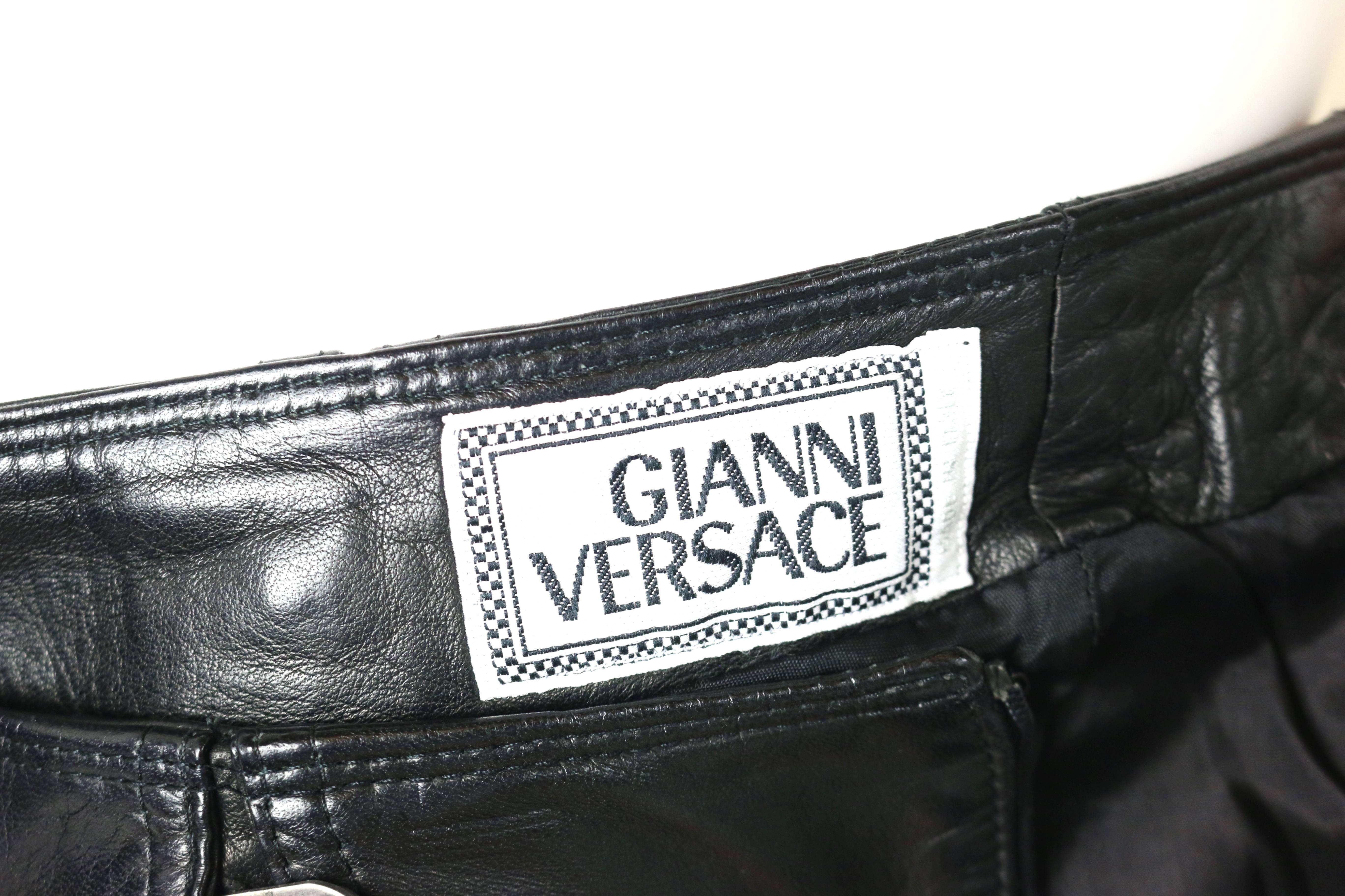 Gianni Versace Black Lambskin Leather 