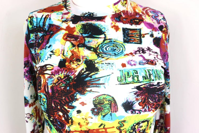 Jean Paul Gaultier Jeans Colourful Print White Long Sleeves T-Shirt at ...
